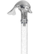 Crystal Elegance Chrome Dolphin Cane with Invisible Acrylic Shaft Options Clear Lucite Walking Canes - Tophatter Daily Deals