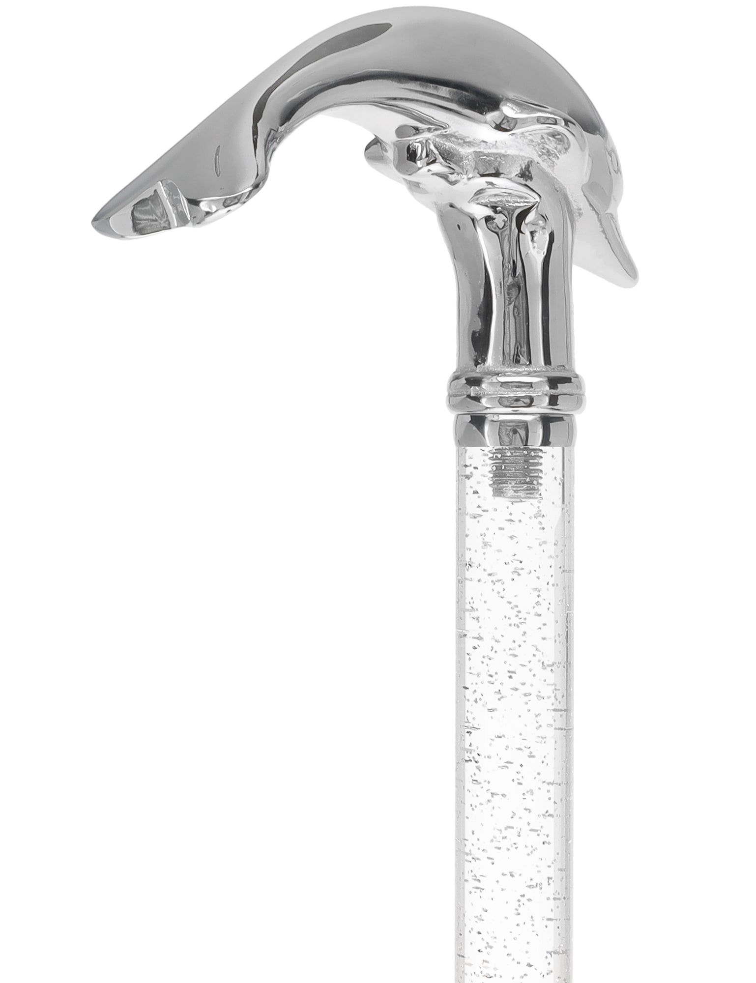 Crystal Elegance Chrome Dolphin Cane with Invisible Acrylic Shaft Options Clear Lucite Walking Canes - Tophatter Daily Deals