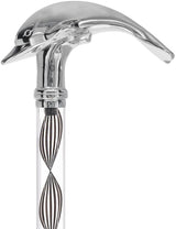 Crystal Elegance Chrome Dolphin Cane with Invisible Acrylic Shaft Options Clear Lucite Walking Canes - Tophatter Daily Deals