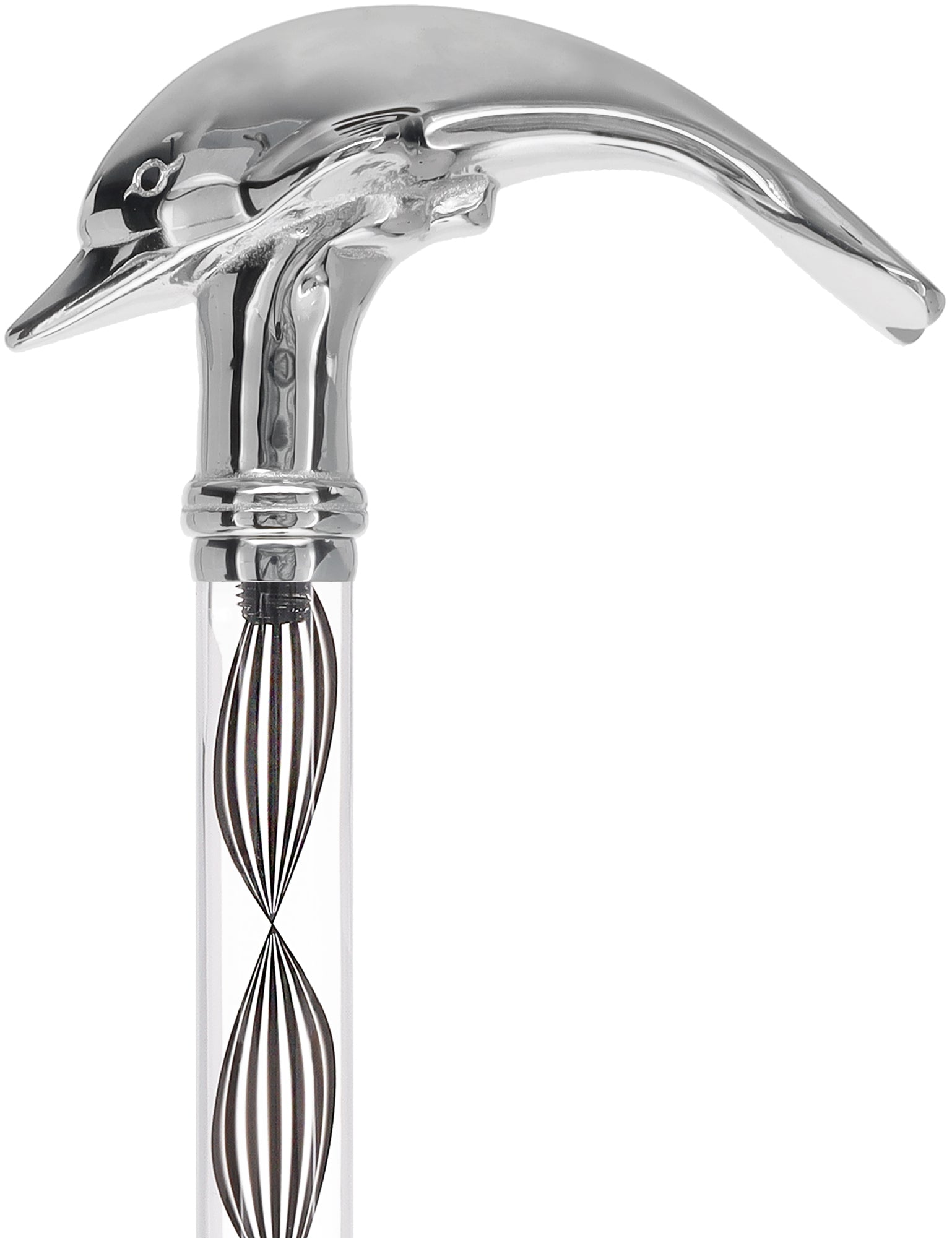 Crystal Elegance Chrome Dolphin Cane with Invisible Acrylic Shaft Options Clear Lucite Walking Canes - Tophatter Daily Deals