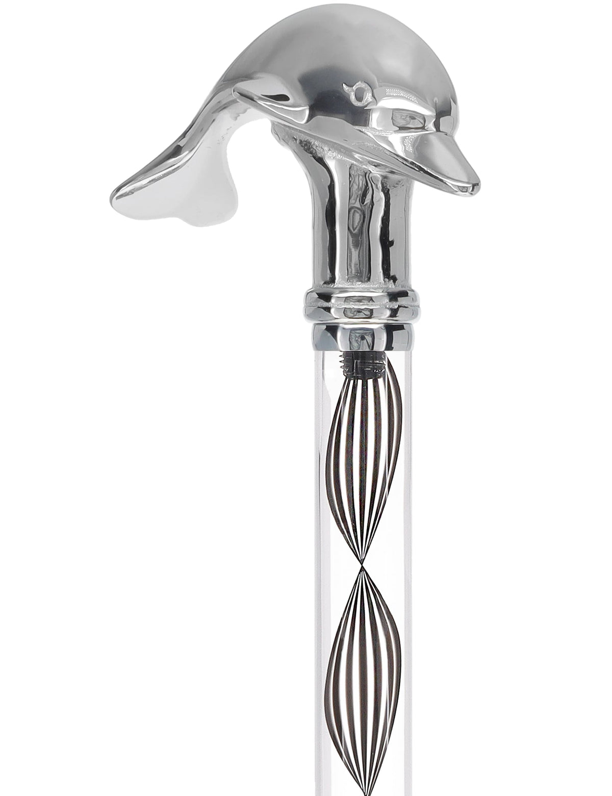 Crystal Elegance Chrome Dolphin Cane with Invisible Acrylic Shaft Options Clear Lucite Walking Canes - Tophatter Daily Deals