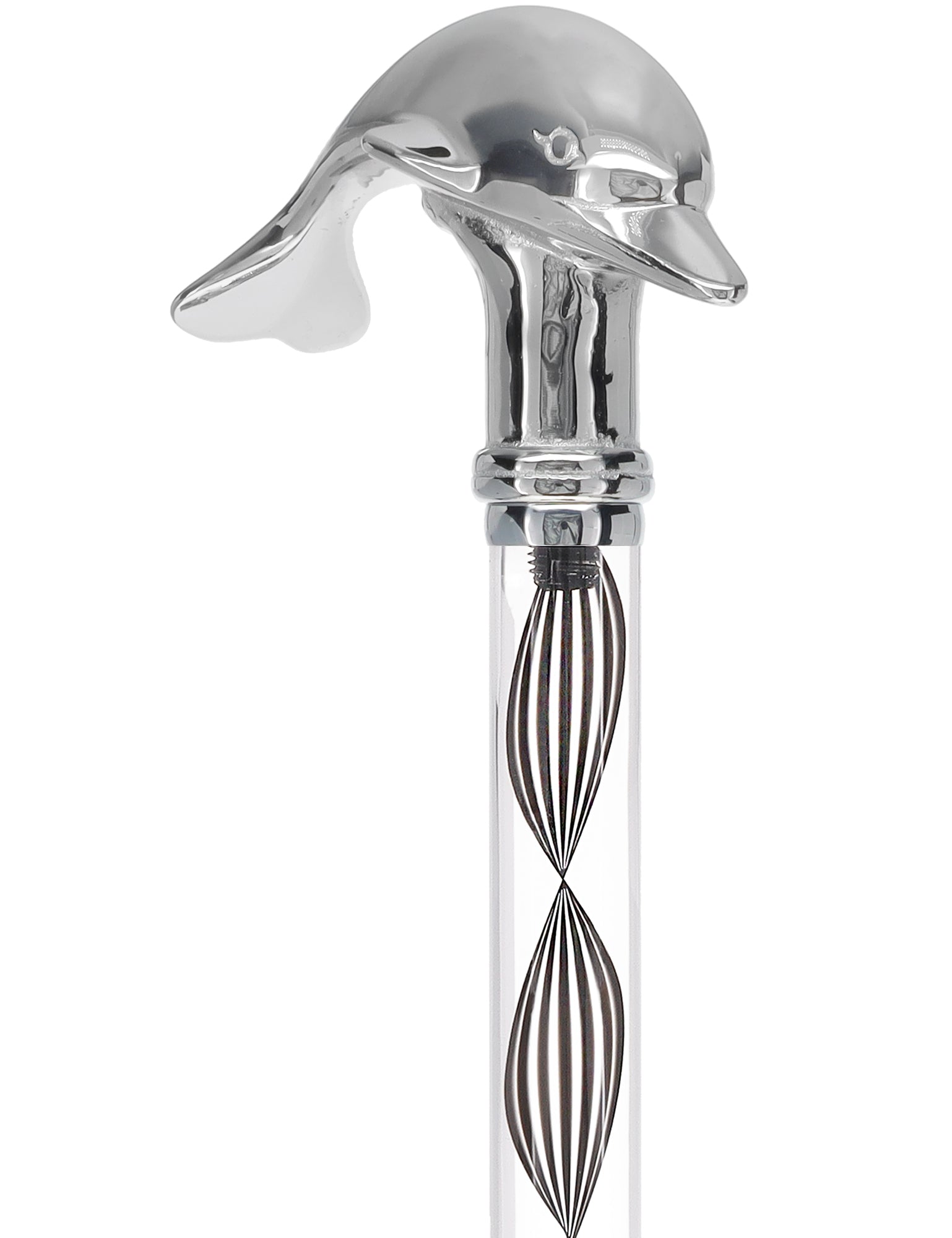 Crystal Elegance Chrome Dolphin Cane with Invisible Acrylic Shaft Options Clear Lucite Walking Canes - Tophatter Daily Deals