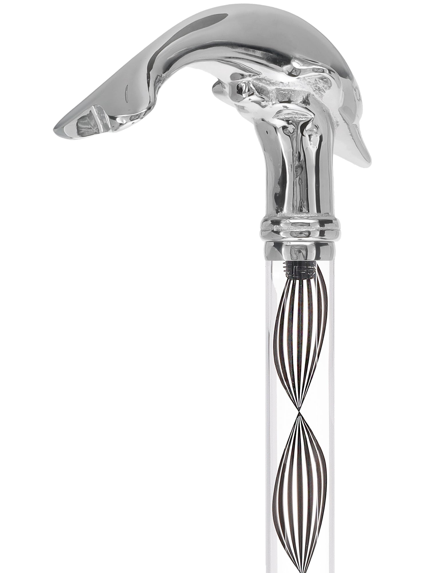 Crystal Elegance Chrome Dolphin Cane with Invisible Acrylic Shaft Options Clear Lucite Walking Canes - Tophatter Daily Deals