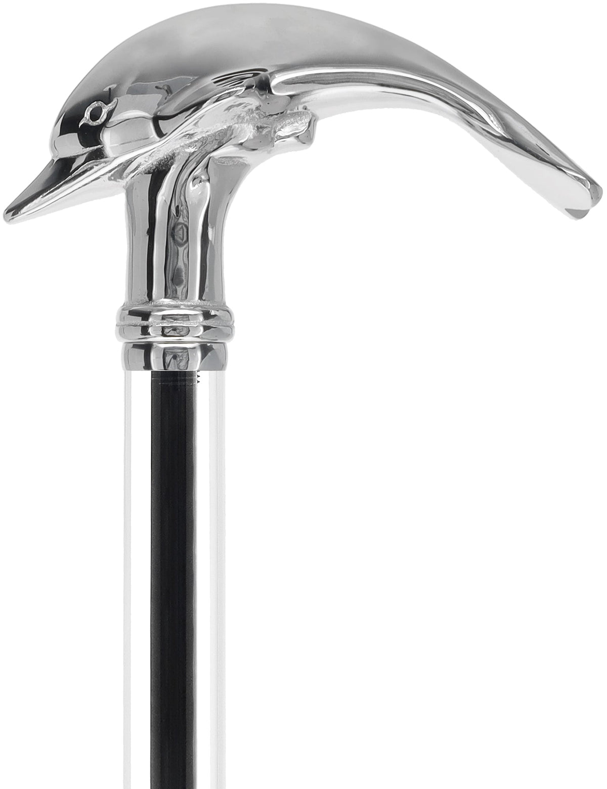 Crystal Elegance Chrome Dolphin Cane with Invisible Acrylic Shaft Options Clear Lucite Walking Canes - Tophatter Daily Deals