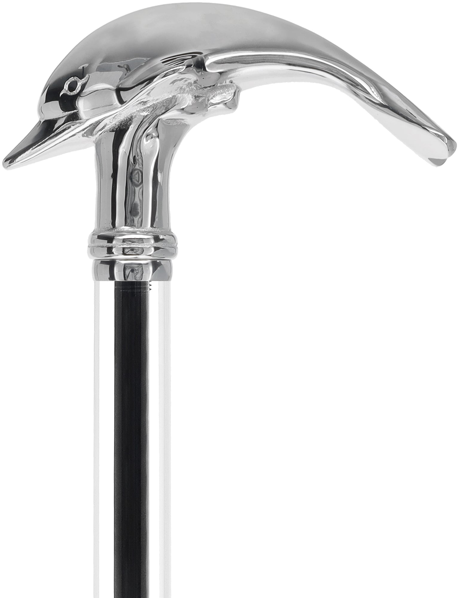 Crystal Elegance Chrome Dolphin Cane with Invisible Acrylic Shaft Options Clear Lucite Walking Canes - Tophatter Daily Deals