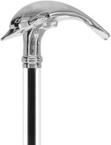 Crystal Elegance Chrome Dolphin Cane with Invisible Acrylic Shaft Options Clear Lucite Walking Canes - Tophatter Daily Deals