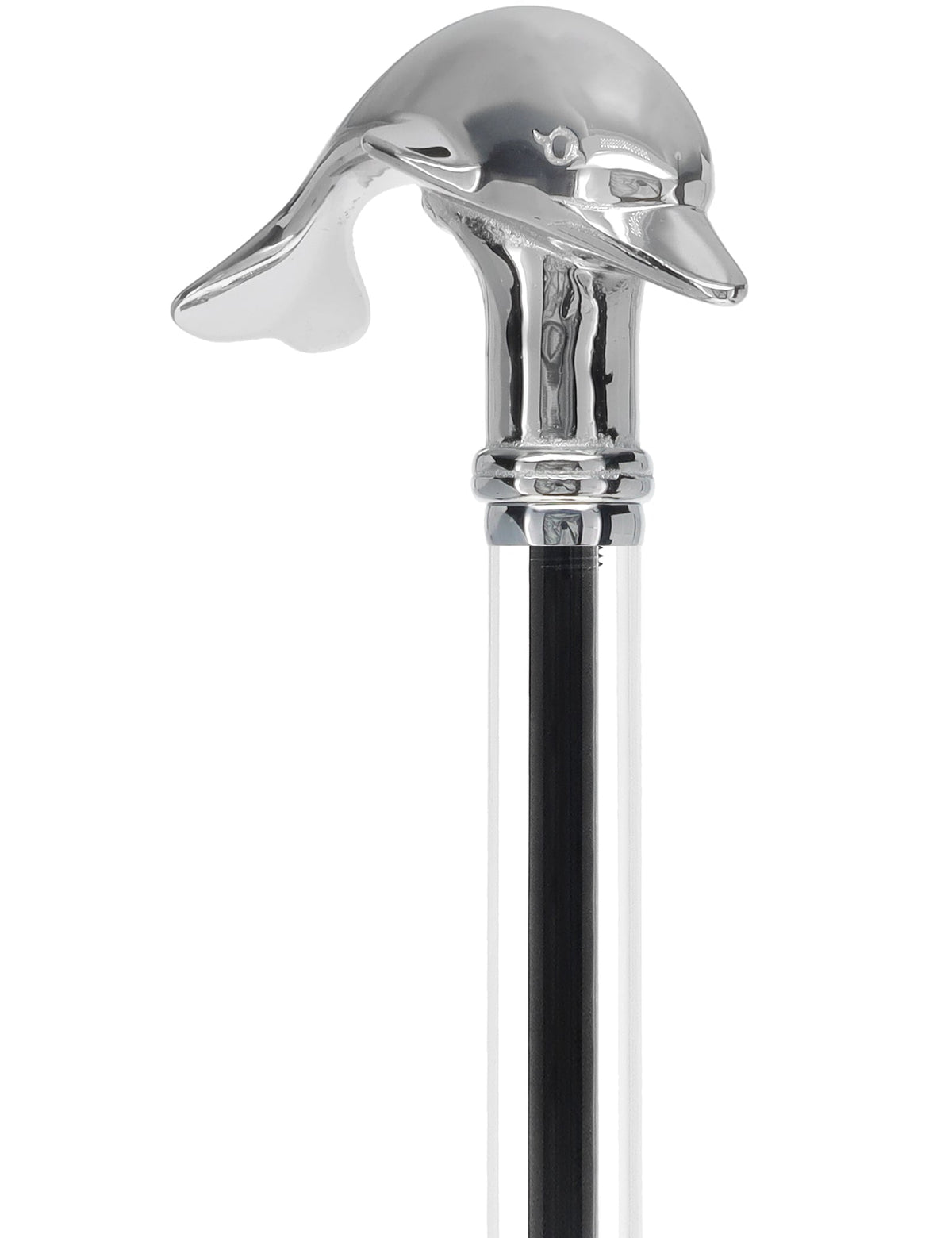Crystal Elegance Chrome Dolphin Cane with Invisible Acrylic Shaft Options Clear Lucite Walking Canes - Tophatter Daily Deals