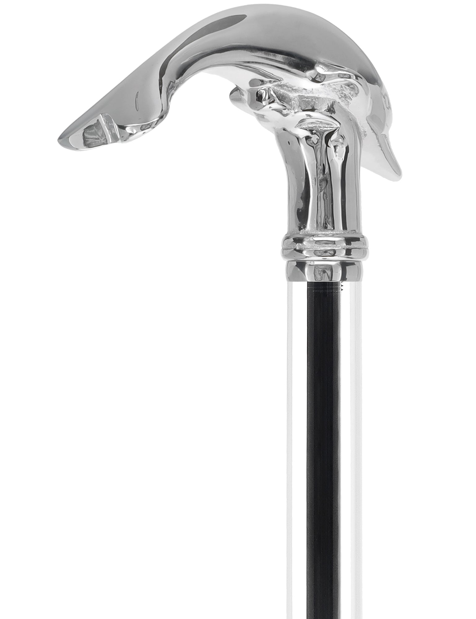 Crystal Elegance Chrome Dolphin Cane with Invisible Acrylic Shaft Options Clear Lucite Walking Canes - Tophatter Daily Deals