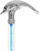 Color Crystal Elegance Chrome Dolphin Cane with Invisible Acrylic Shaft Options Clear Lucite Walking Canes - Tophatter Daily Deals