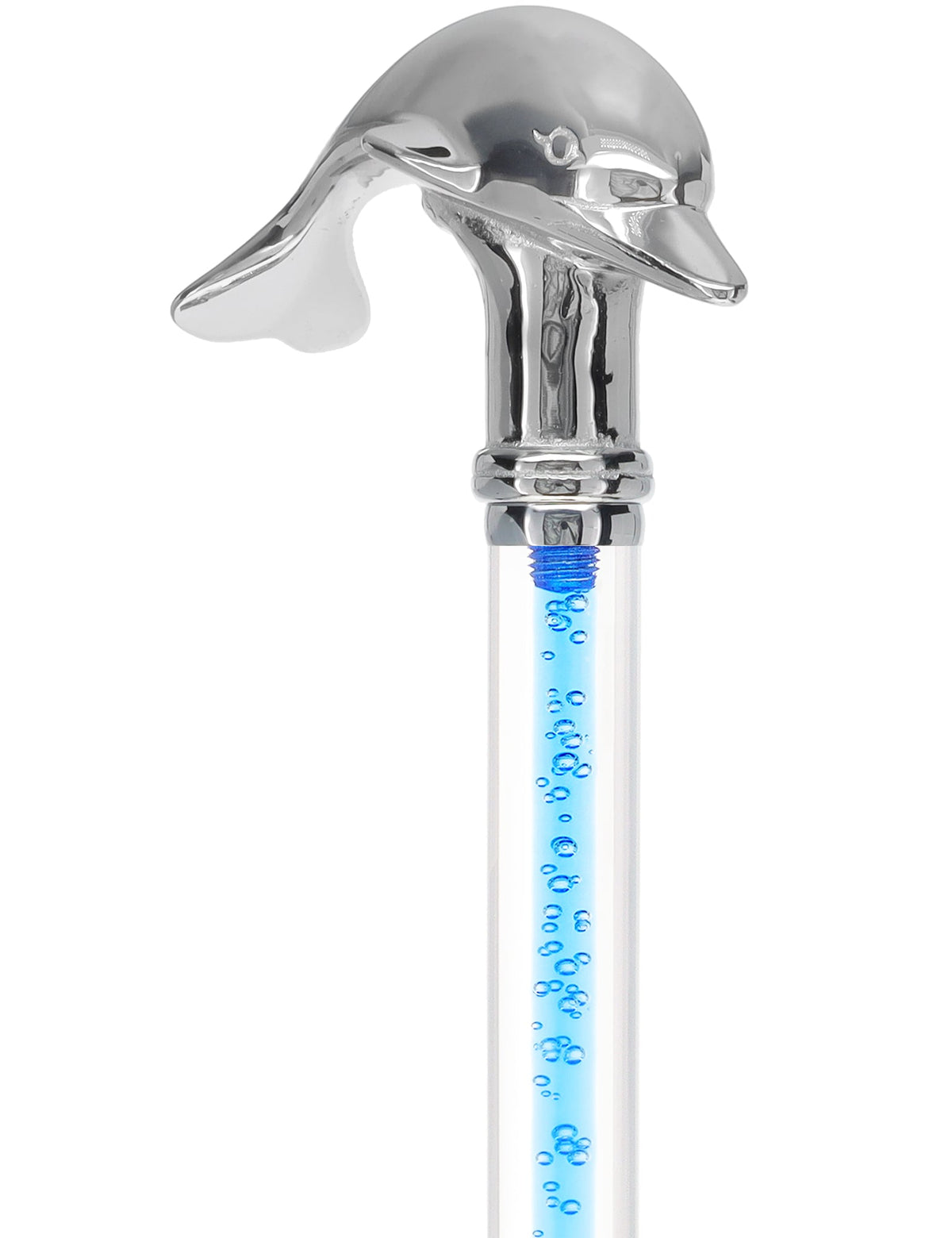 Color Crystal Elegance Chrome Dolphin Cane with Invisible Acrylic Shaft Options Clear Lucite Walking Canes - Tophatter Daily Deals