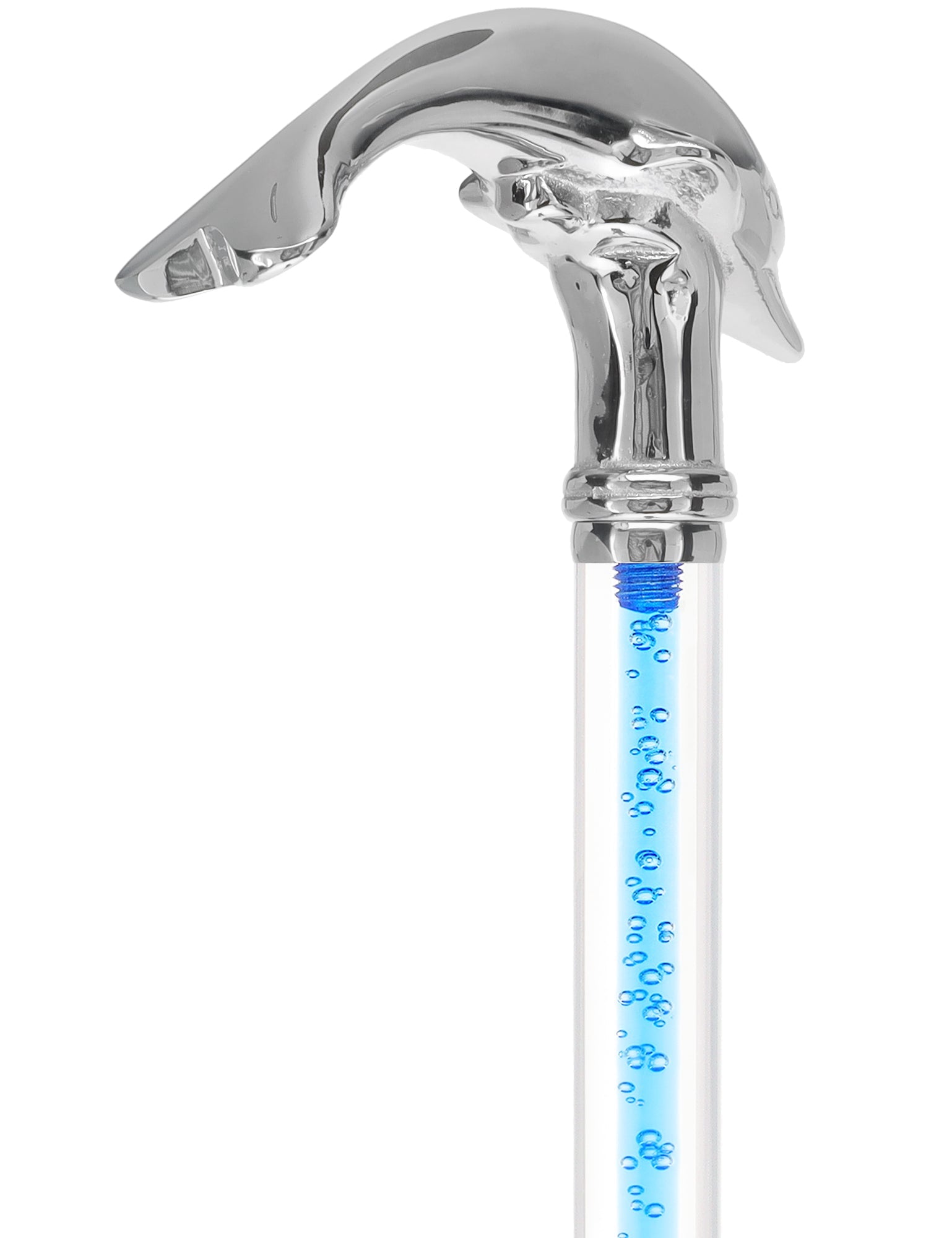 Color Crystal Elegance Chrome Dolphin Cane with Invisible Acrylic Shaft Options Clear Lucite Walking Canes - Tophatter Daily Deals