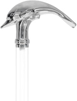 Crystal Elegance Chrome Dolphin Cane with Invisible Acrylic Shaft Options Clear Lucite Walking Canes - Tophatter Daily Deals