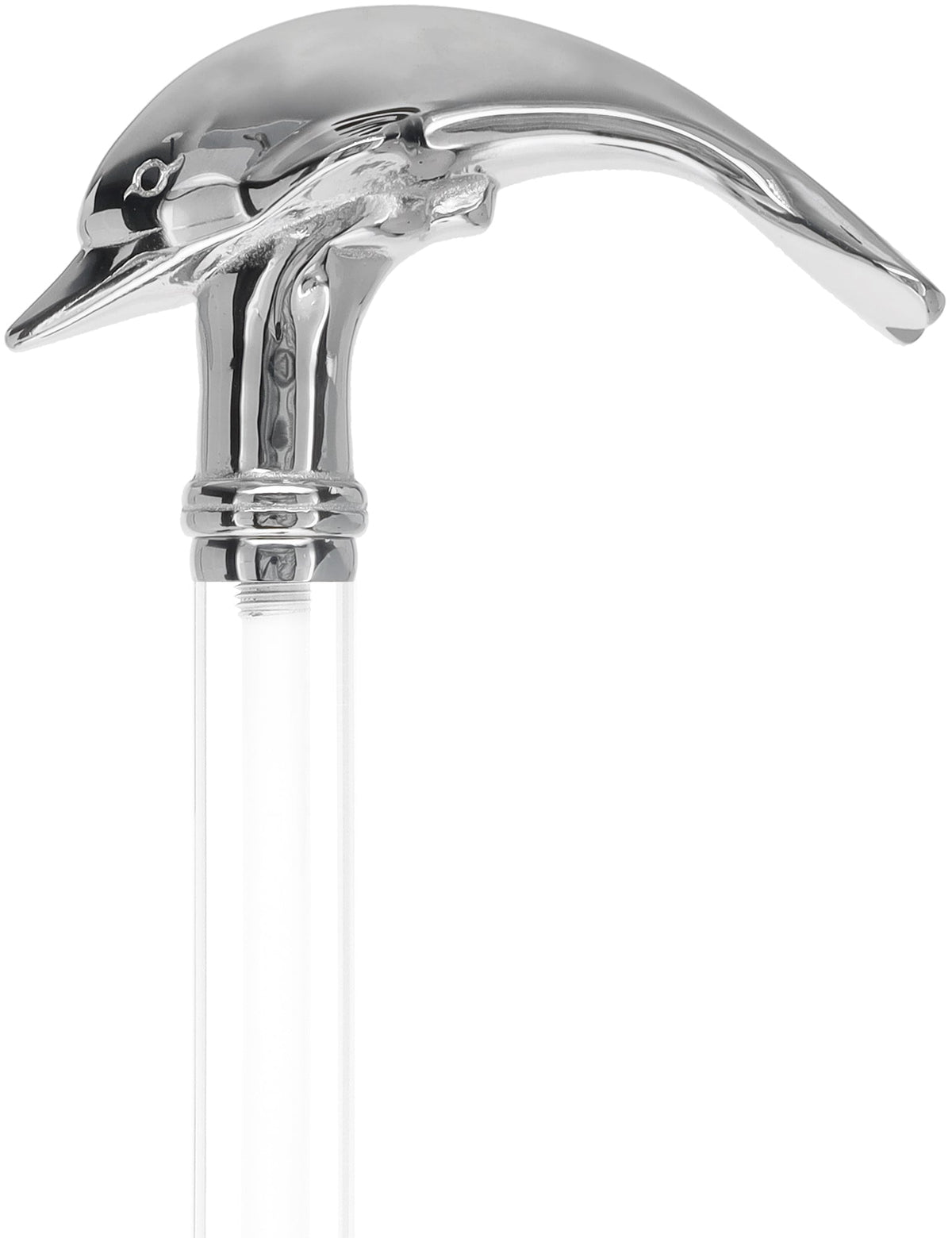 Crystal Elegance Chrome Dolphin Cane with Invisible Acrylic Shaft Options Clear Lucite Walking Canes - Tophatter Daily Deals