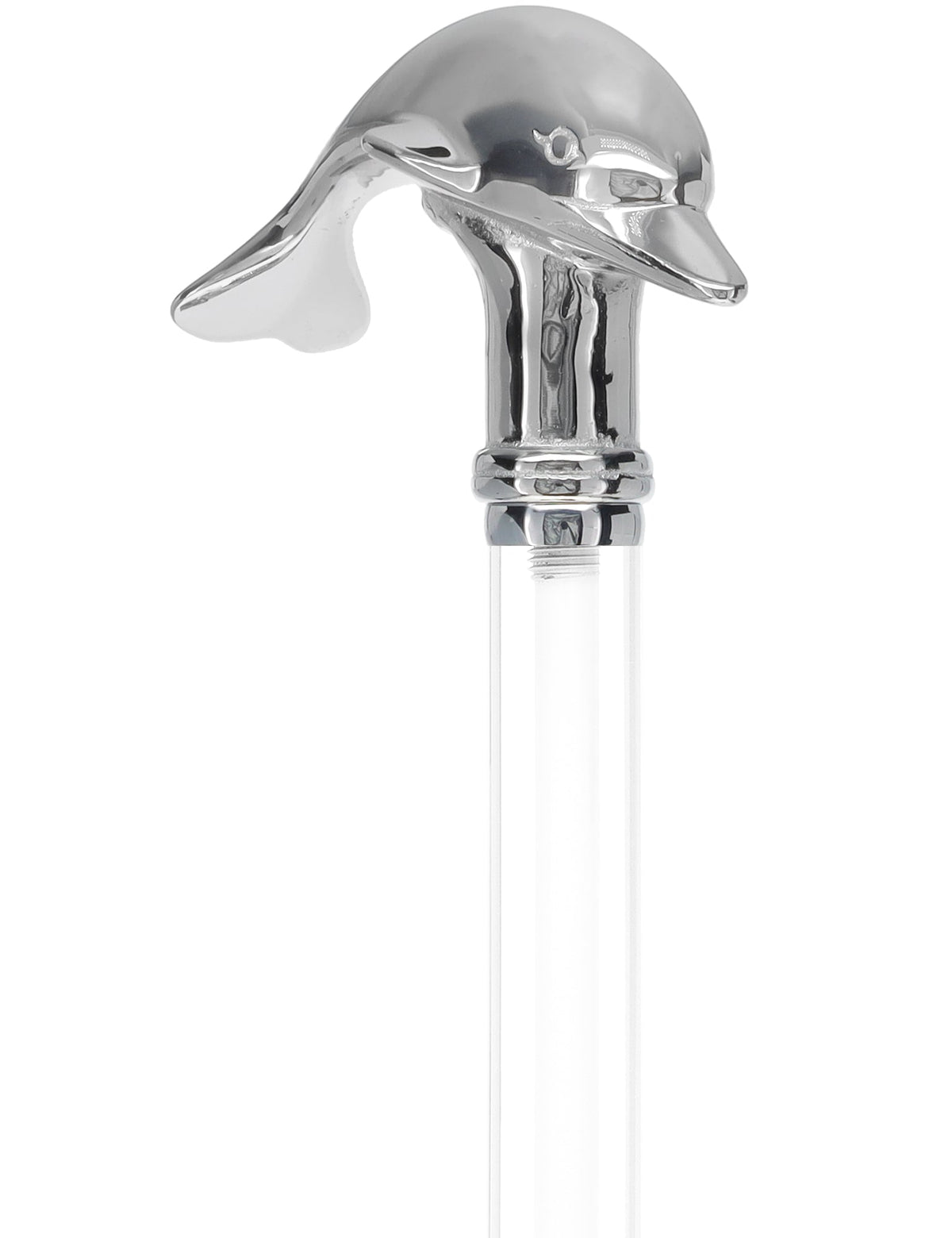 Crystal Elegance Chrome Dolphin Cane with Invisible Acrylic Shaft Options Clear Lucite Walking Canes - Tophatter Daily Deals
