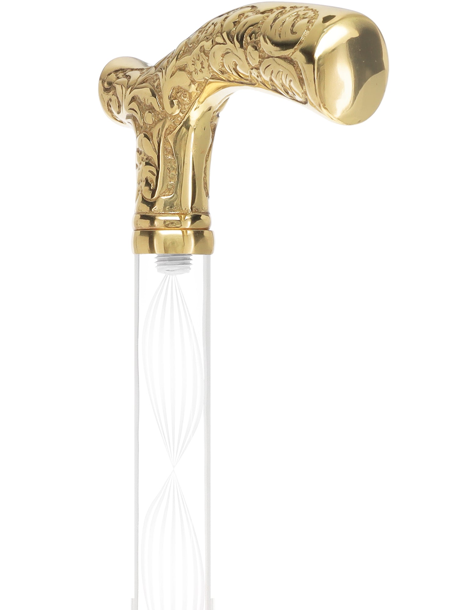 Crystal Elegance Brass Fritz Cane with Invisible Acrylic Shaft Options Clear Lucite Walking Canes - Tophatter Daily Deals