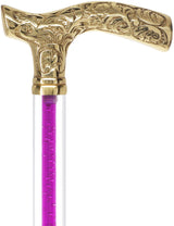 Color Crystal Elegance Brass Fritz Cane with Invisible Acrylic Shaft Options Clear Lucite Walking Canes - Tophatter Daily Deals