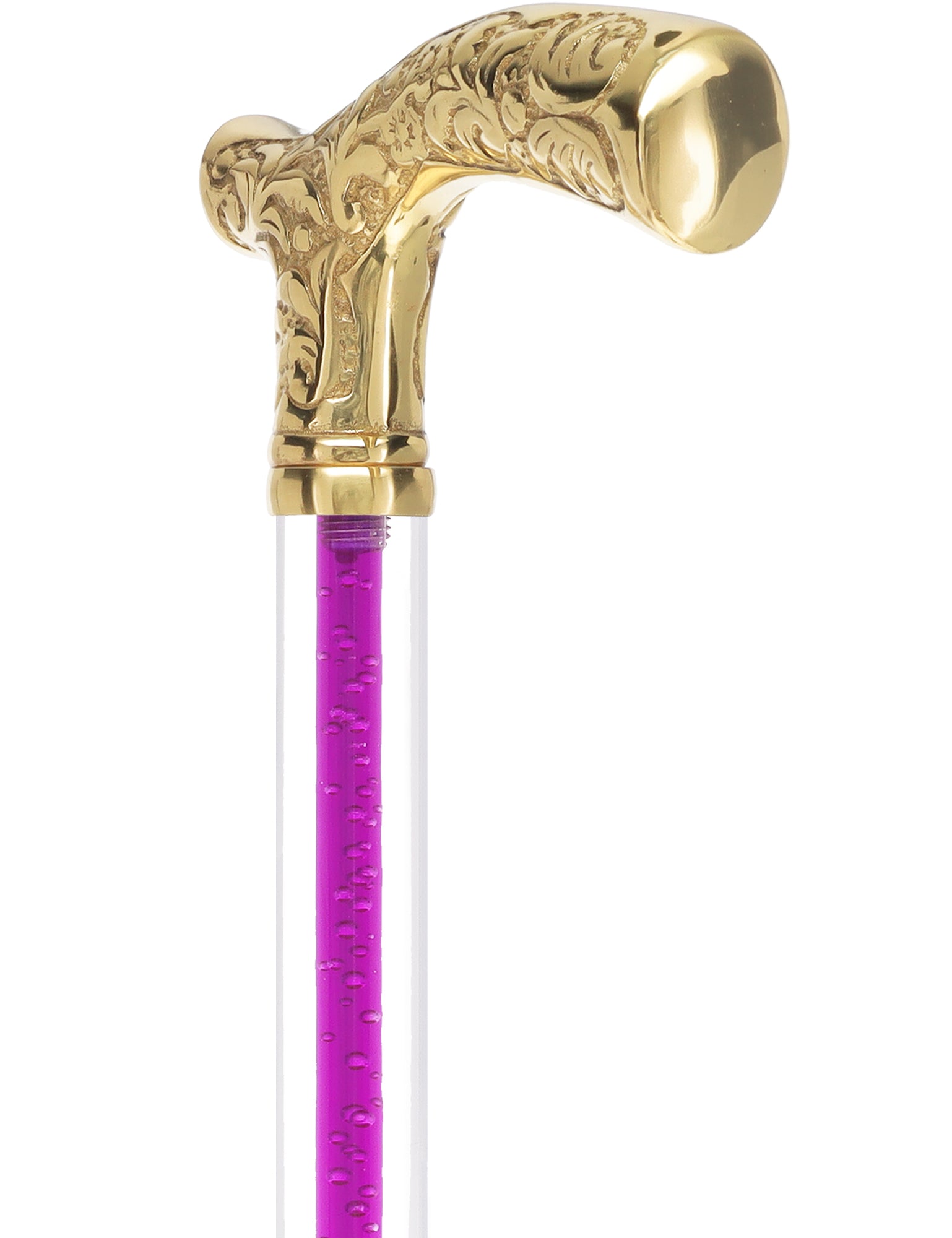 Color Crystal Elegance Brass Fritz Cane with Invisible Acrylic Shaft Options Clear Lucite Walking Canes - Tophatter Daily Deals