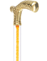 Color Crystal Elegance Brass Fritz Cane with Invisible Acrylic Shaft Options Clear Lucite Walking Canes - Tophatter Daily Deals