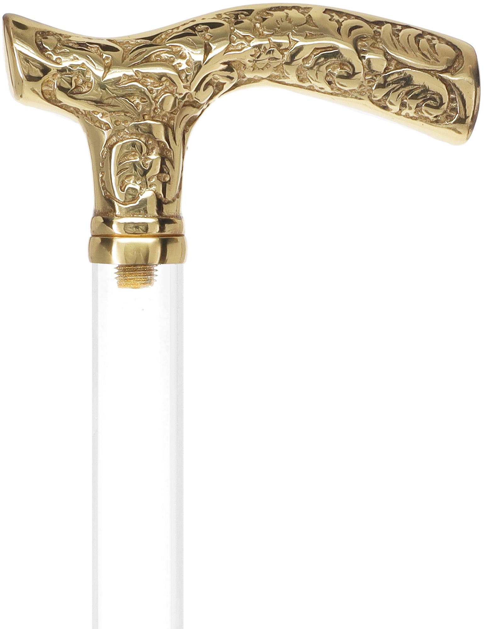 Crystal Elegance Brass Fritz Cane with Invisible Acrylic Shaft Options Clear Lucite Walking Canes - Tophatter Daily Deals