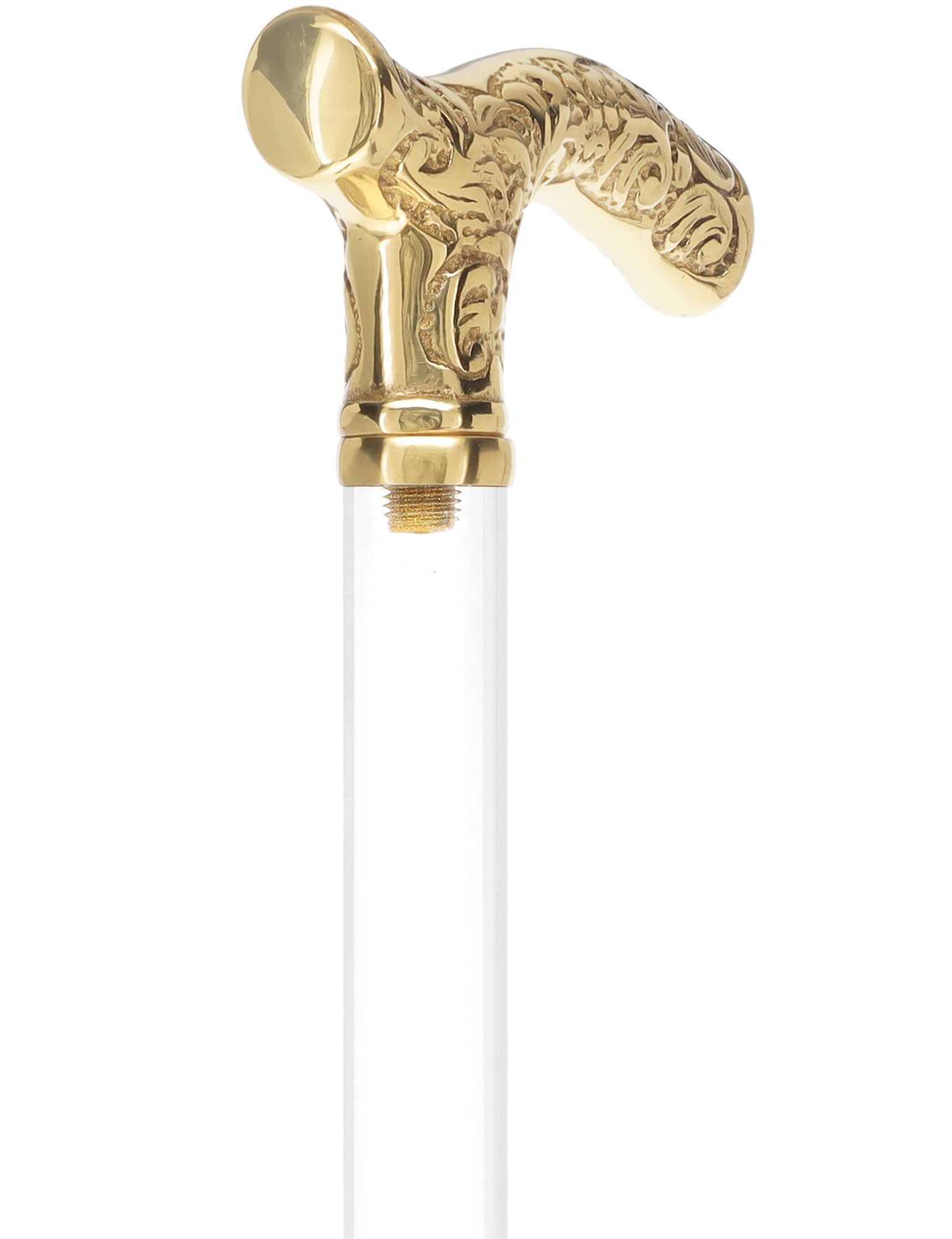 Crystal Elegance Brass Fritz Cane with Invisible Acrylic Shaft Options Clear Lucite Walking Canes - Tophatter Daily Deals