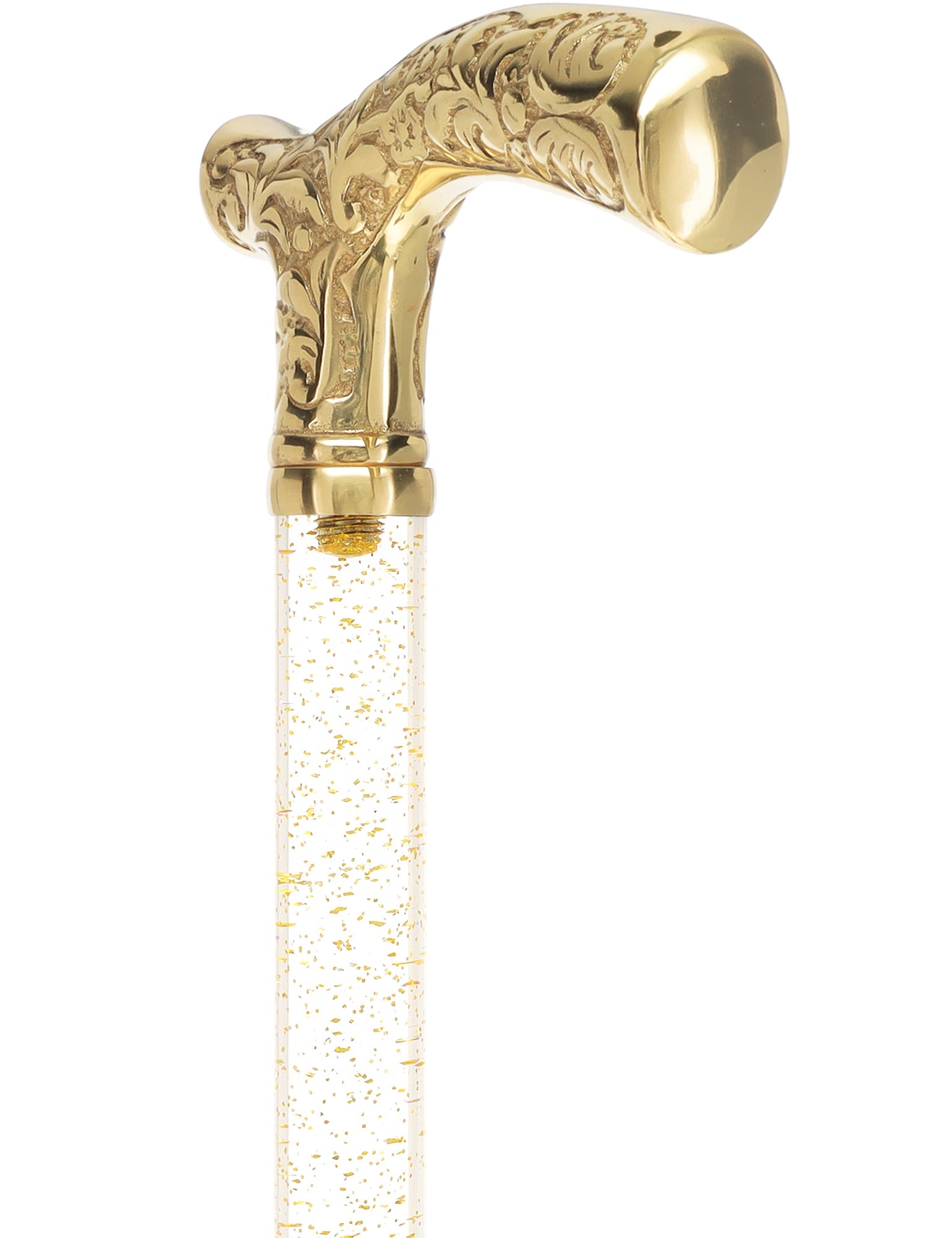 Crystal Elegance Brass Fritz Cane with Invisible Acrylic Shaft Options Clear Lucite Walking Canes - Tophatter Daily Deals
