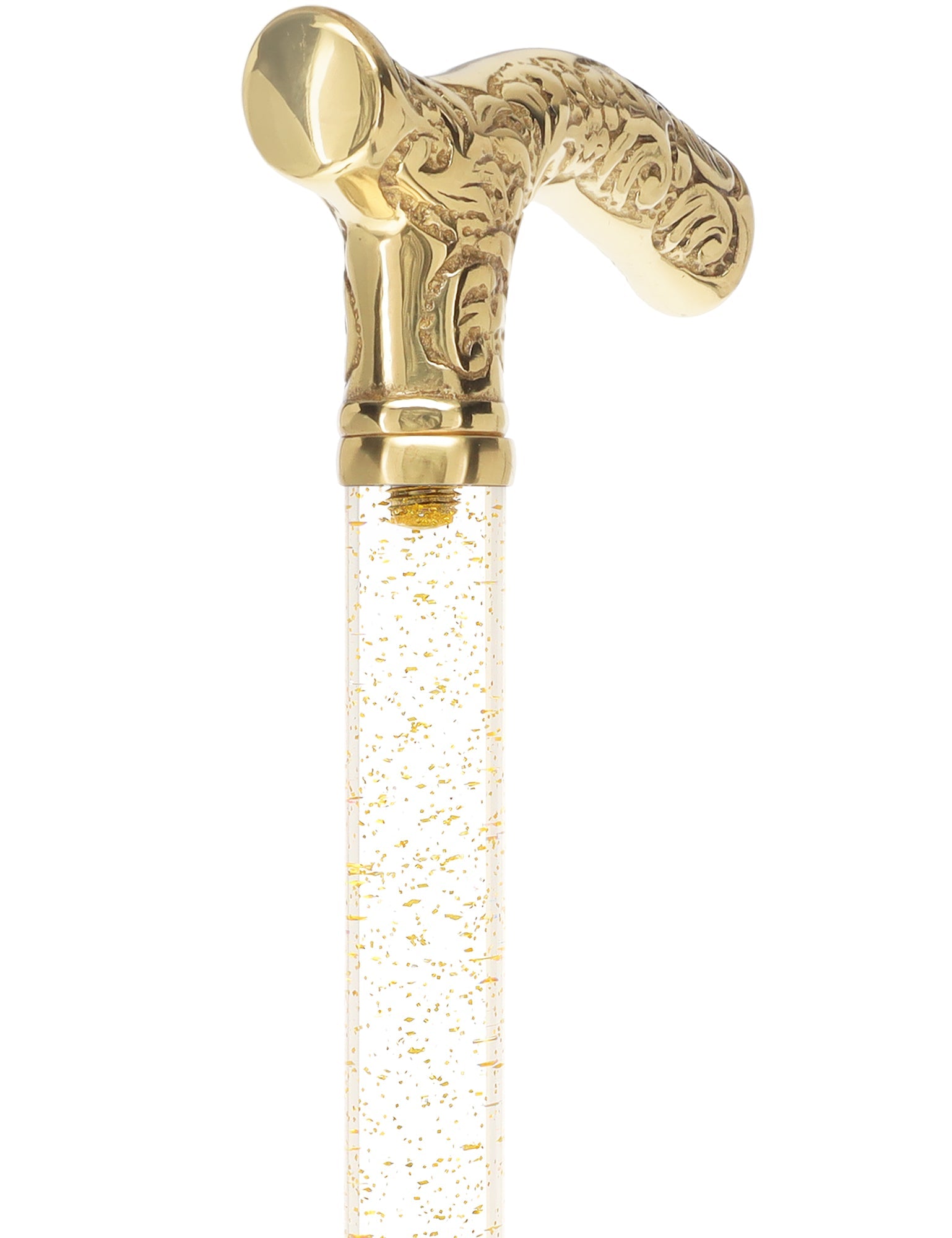 Crystal Elegance Brass Fritz Cane with Invisible Acrylic Shaft Options Clear Lucite Walking Canes - Tophatter Daily Deals