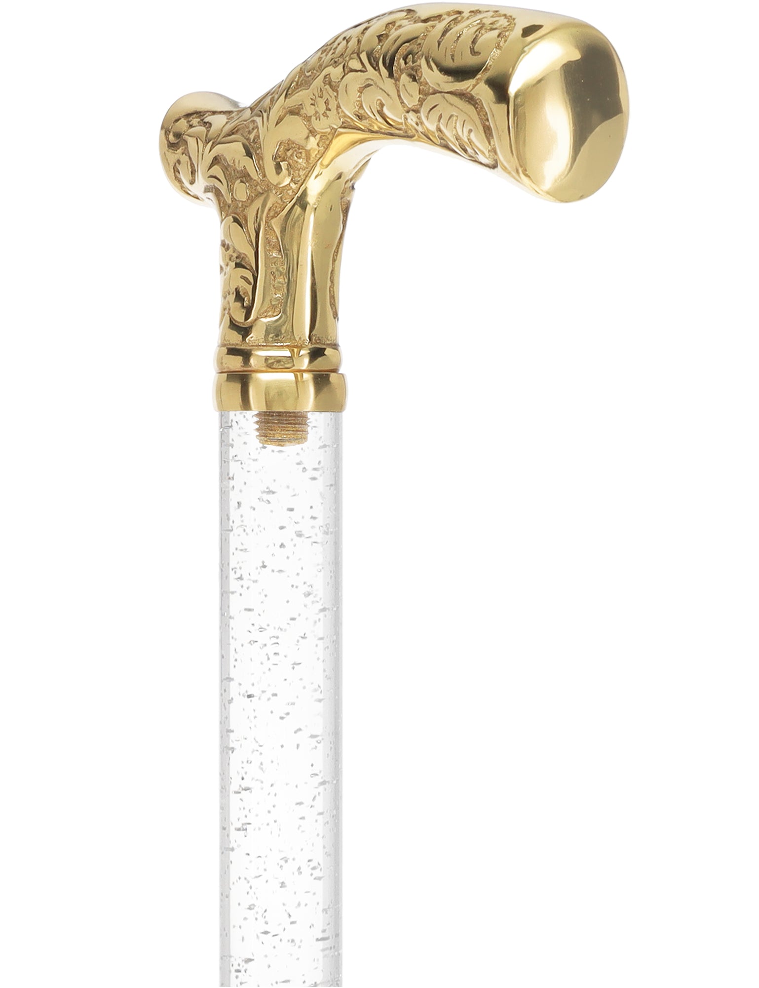 Crystal Elegance Brass Fritz Cane with Invisible Acrylic Shaft Options Clear Lucite Walking Canes - Tophatter Daily Deals