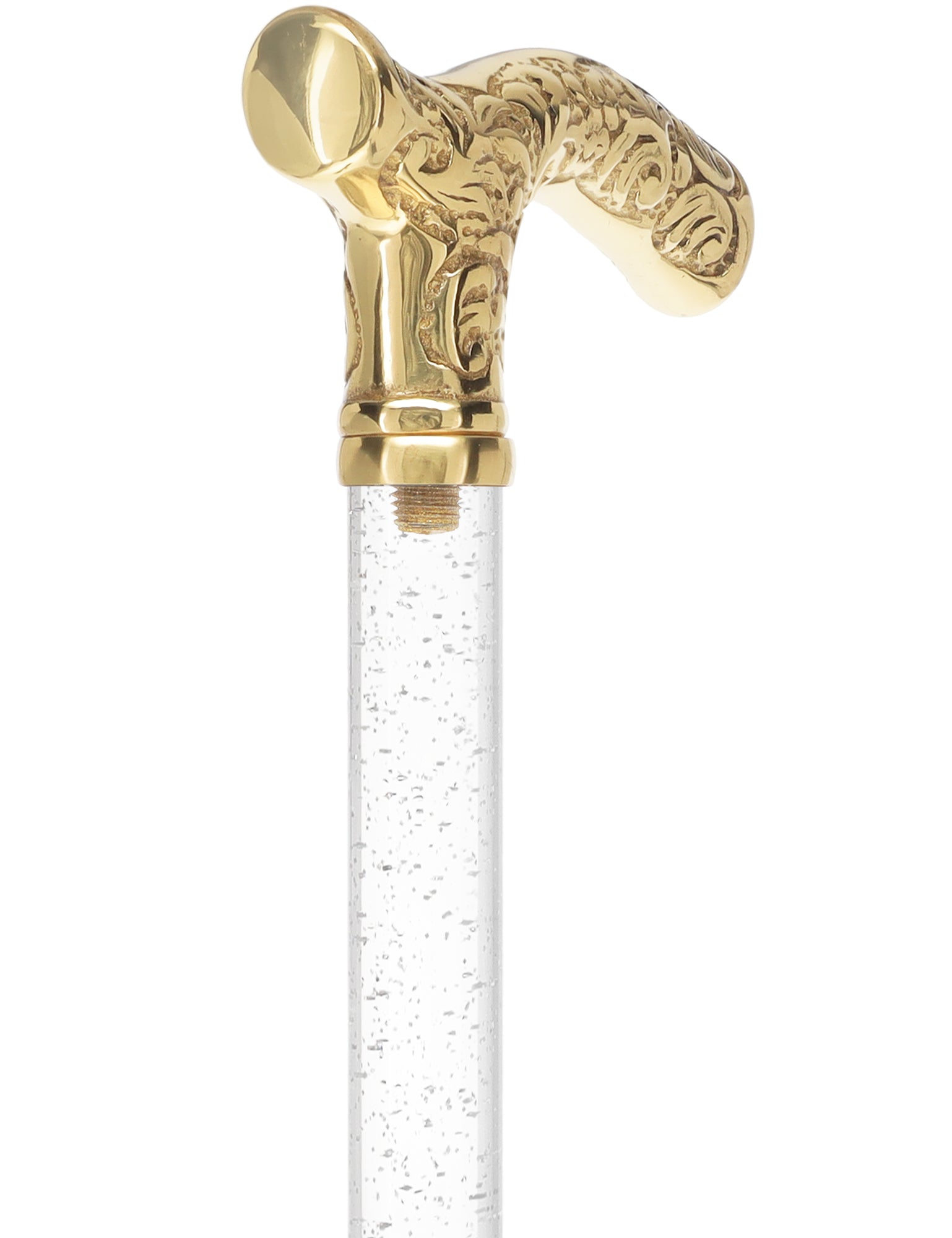Crystal Elegance Brass Fritz Cane with Invisible Acrylic Shaft Options Clear Lucite Walking Canes - Tophatter Daily Deals