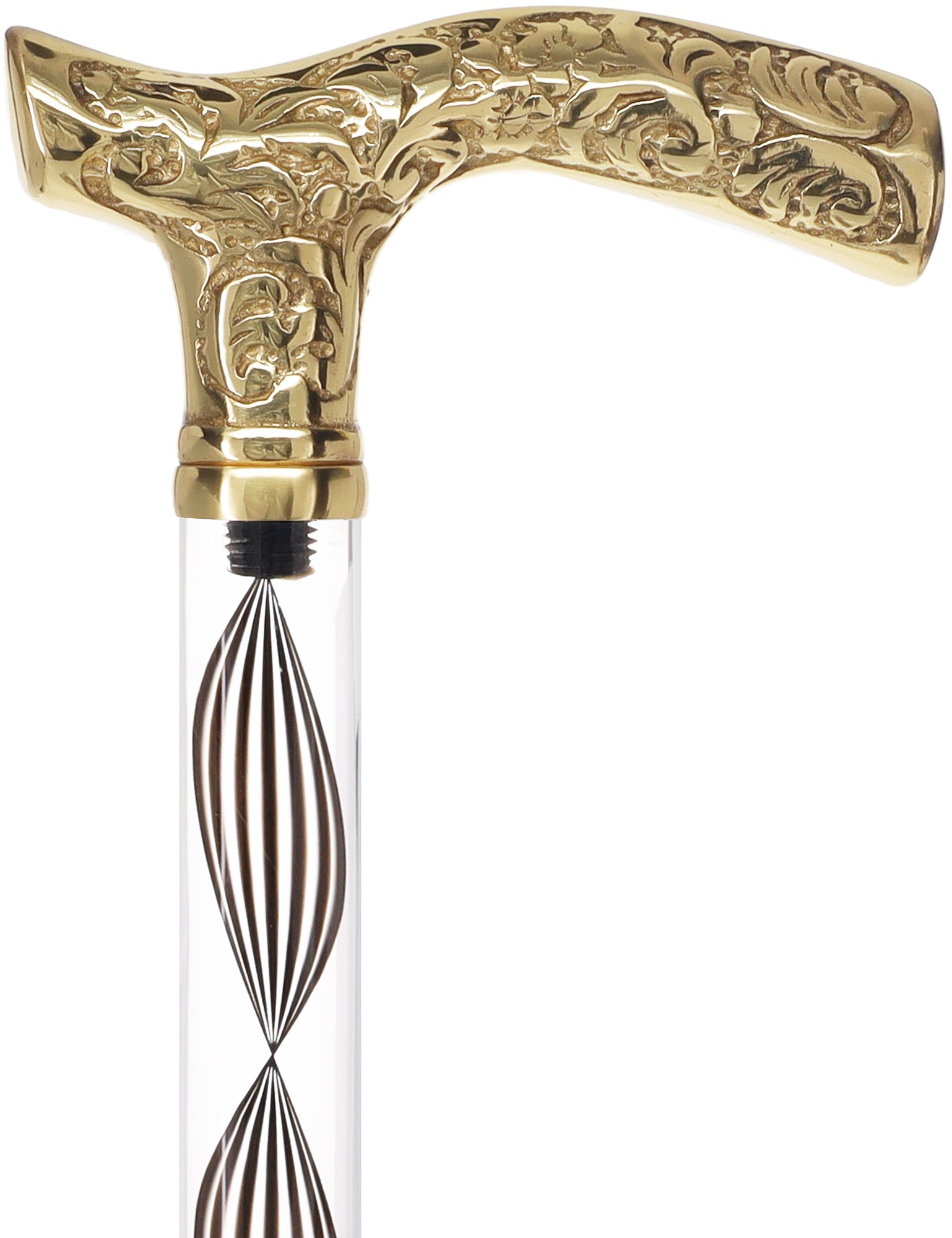 Crystal Elegance Brass Fritz Cane with Invisible Acrylic Shaft Options Clear Lucite Walking Canes - Tophatter Daily Deals