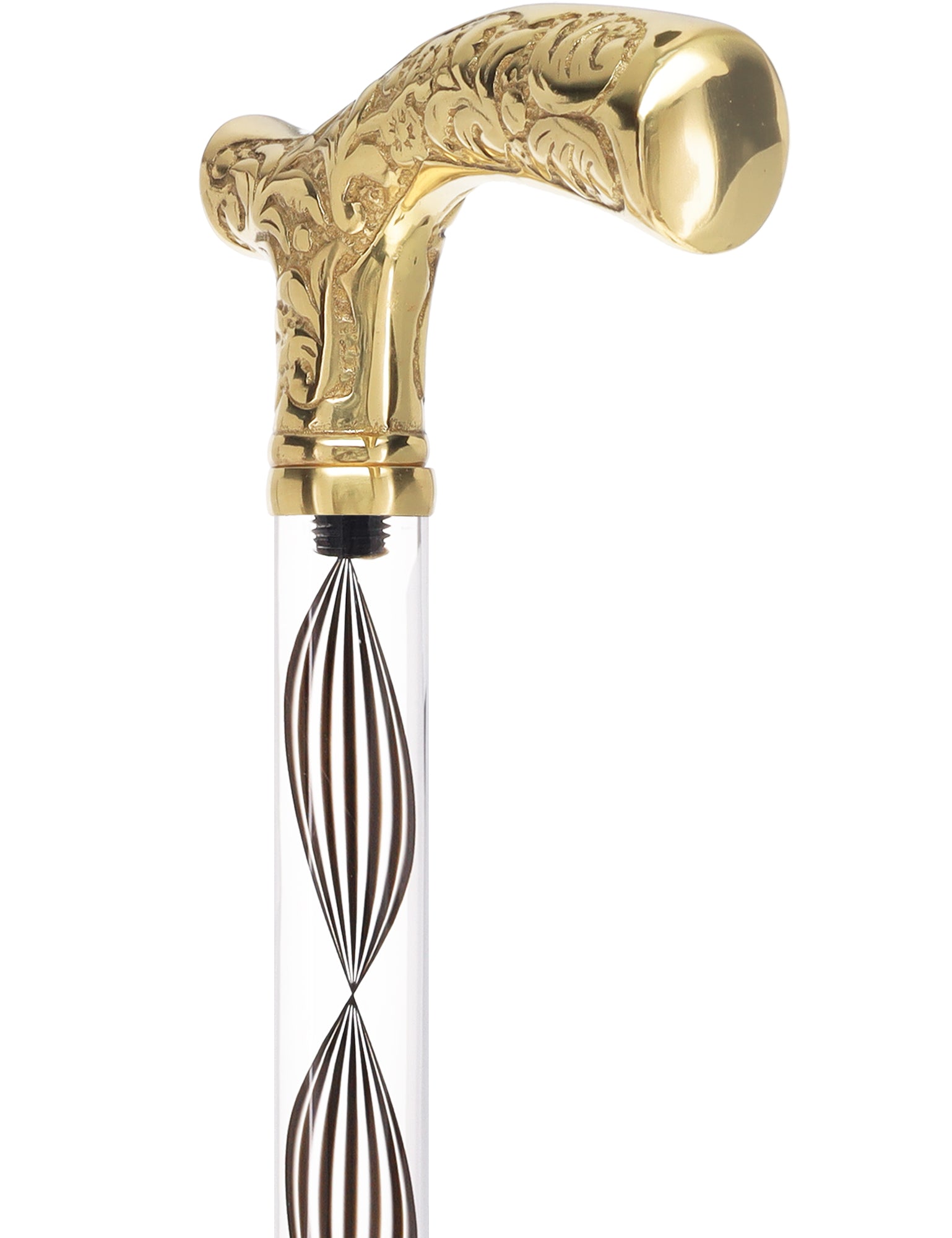 Crystal Elegance Brass Fritz Cane with Invisible Acrylic Shaft Options Clear Lucite Walking Canes - Tophatter Daily Deals