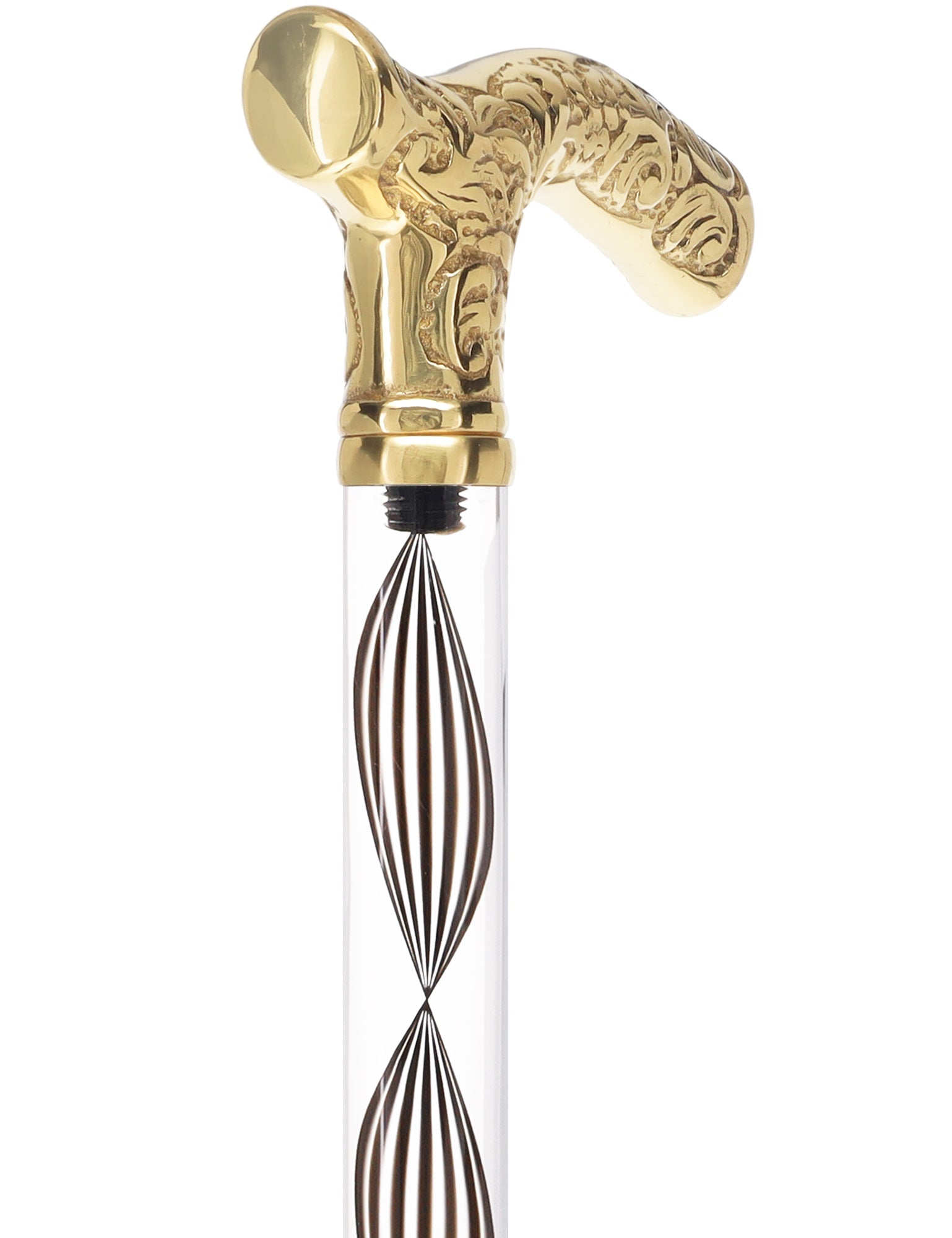 Crystal Elegance Brass Fritz Cane with Invisible Acrylic Shaft Options Clear Lucite Walking Canes - Tophatter Daily Deals