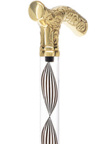 Crystal Elegance Brass Fritz Cane with Invisible Acrylic Shaft Options Clear Lucite Walking Canes - Tophatter Daily Deals