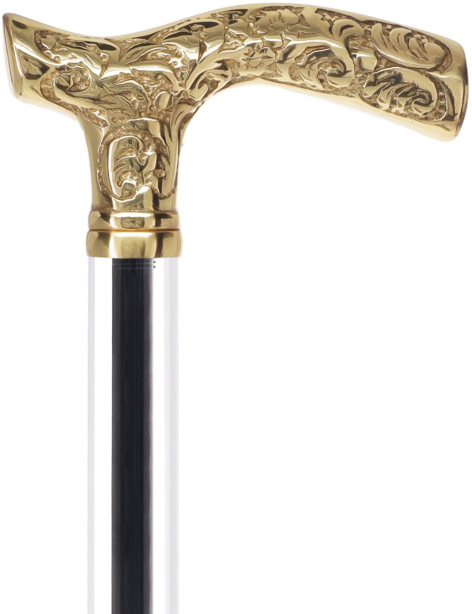 Crystal Elegance Brass Fritz Cane with Invisible Acrylic Shaft Options Clear Lucite Walking Canes - Tophatter Daily Deals