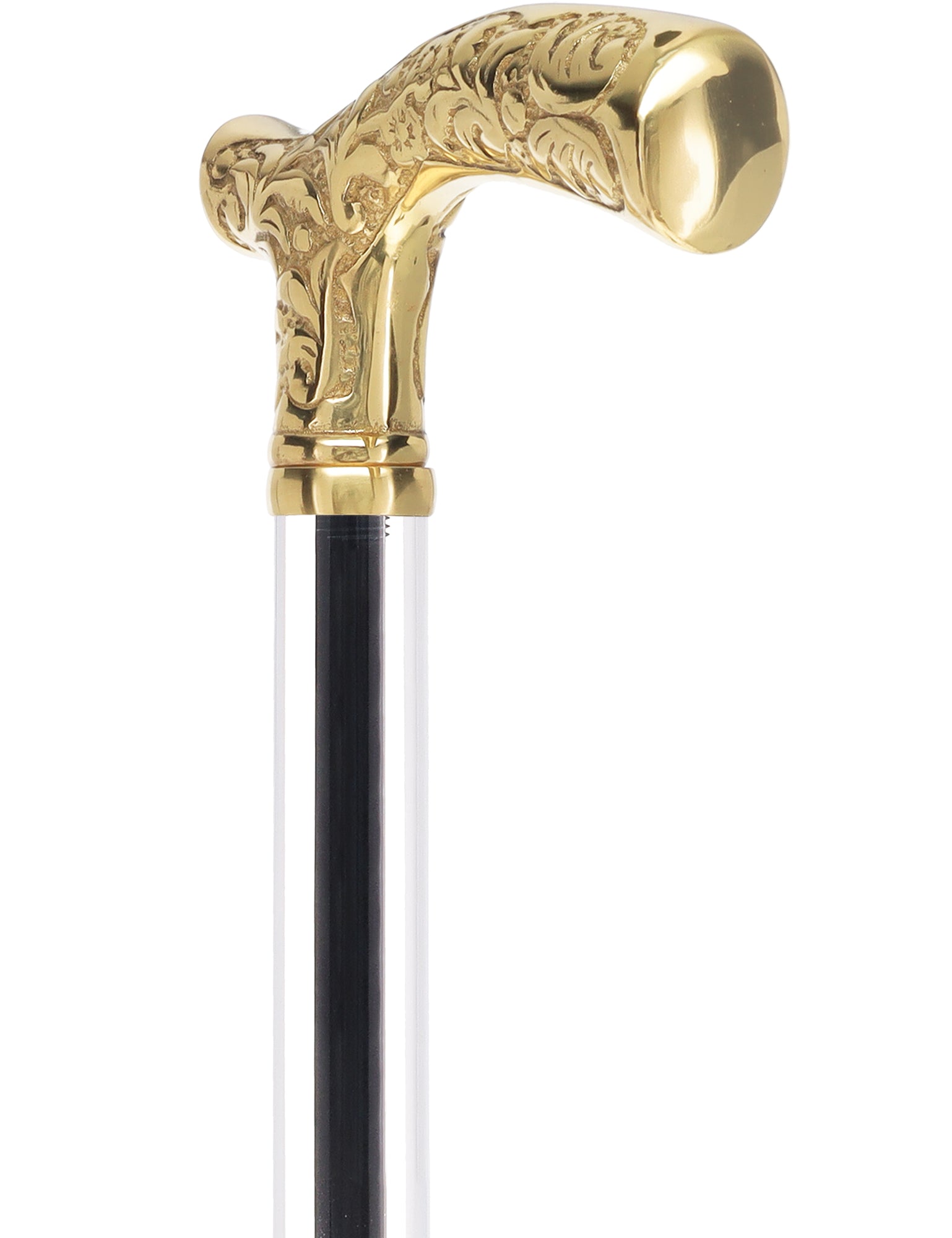 Crystal Elegance Brass Fritz Cane with Invisible Acrylic Shaft Options Clear Lucite Walking Canes - Tophatter Daily Deals