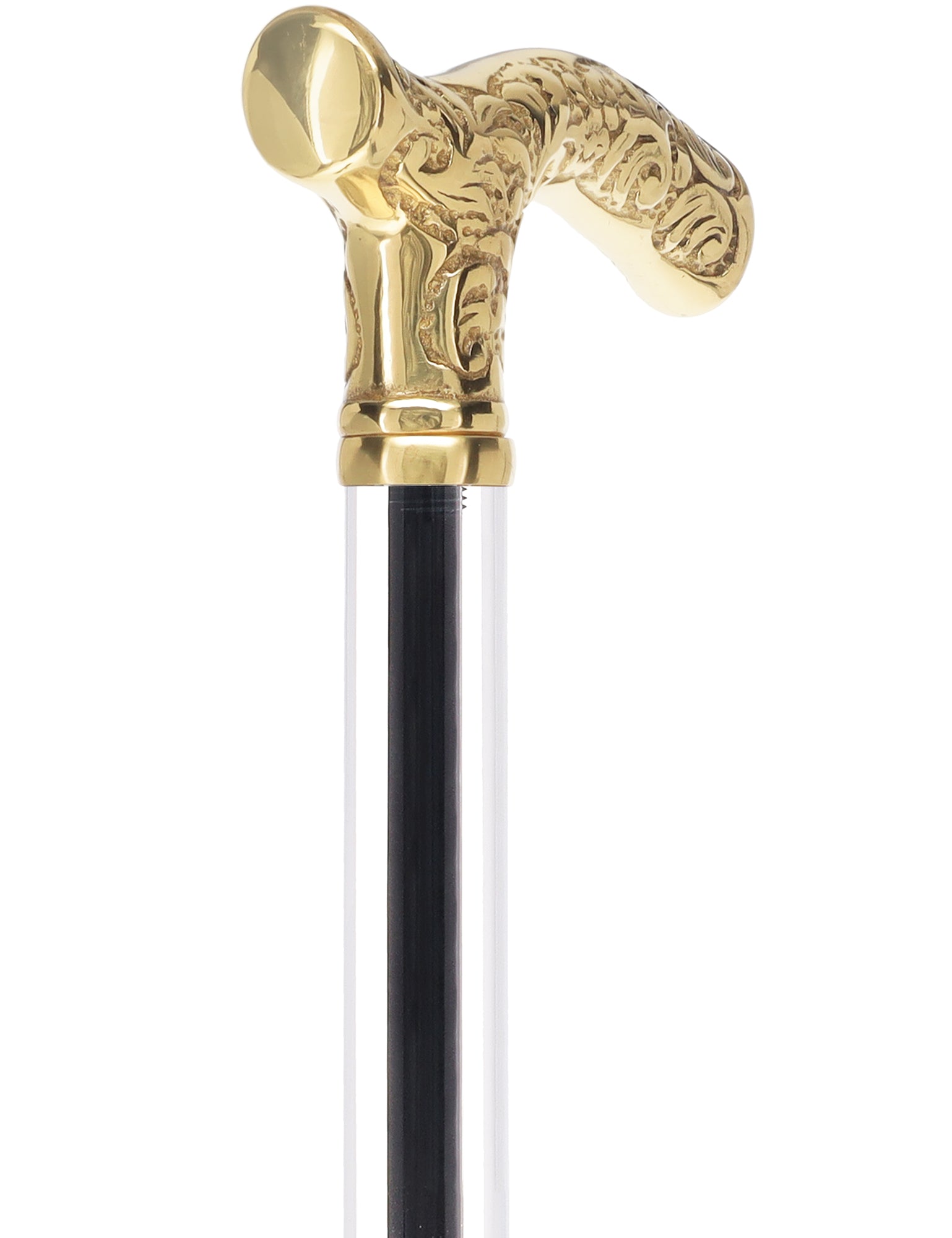 Crystal Elegance Brass Fritz Cane with Invisible Acrylic Shaft Options Clear Lucite Walking Canes - Tophatter Daily Deals