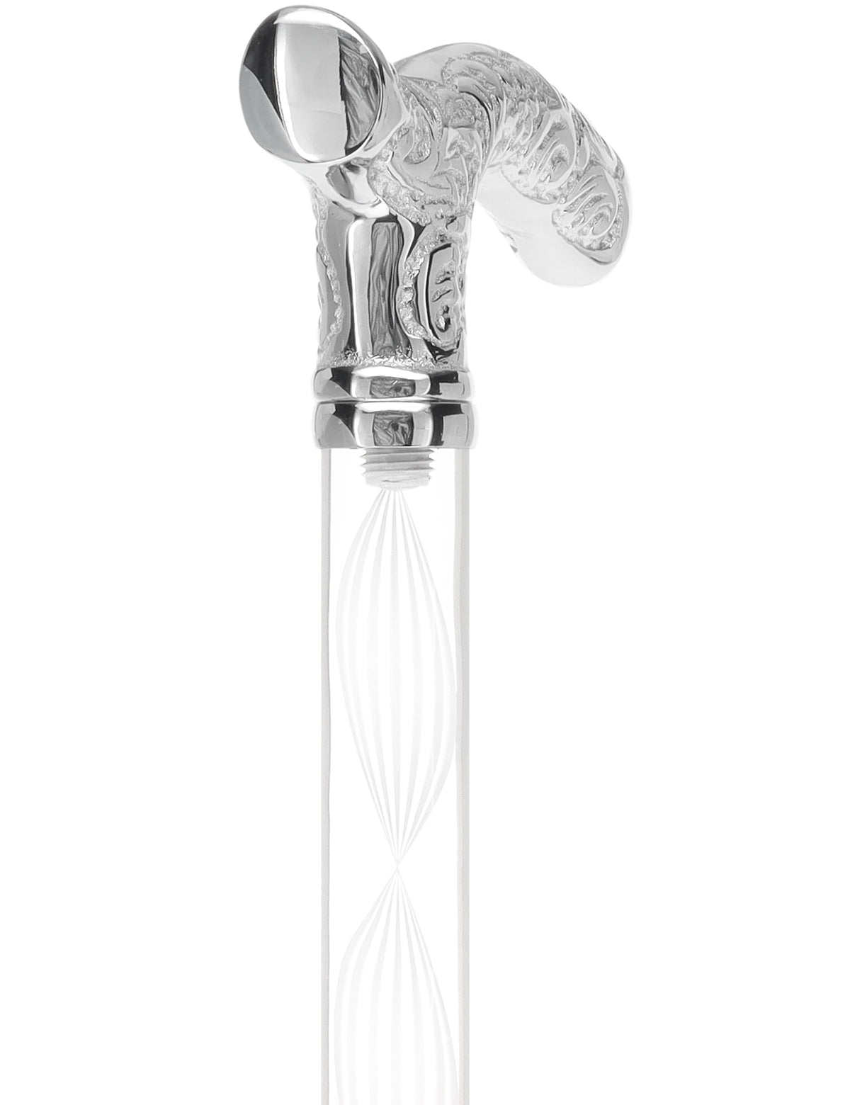 Crystal Elegance Chrome Fritz Cane with Invisible Acrylic Shaft Options Clear Lucite Walking Canes - Tophatter Daily Deals