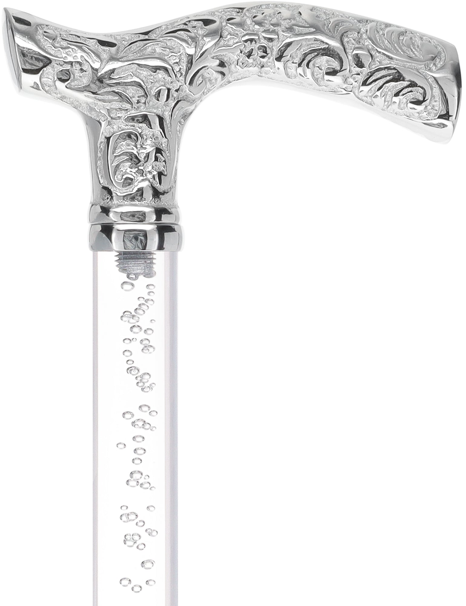 Crystal Elegance Chrome Fritz Cane with Invisible Acrylic Shaft Options Clear Lucite Walking Canes - Tophatter Daily Deals
