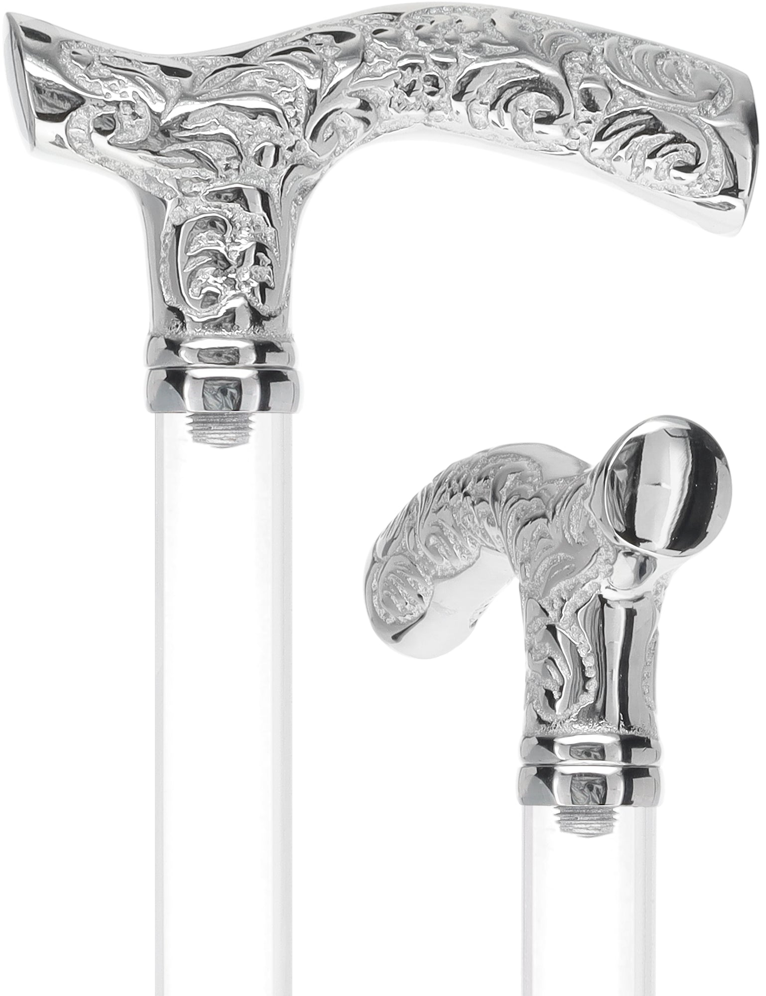 Crystal Elegance Chrome Fritz Cane with Invisible Acrylic Shaft Options Crystal Clarity Clear Lucite Walking Canes - Tophatter Daily Deals