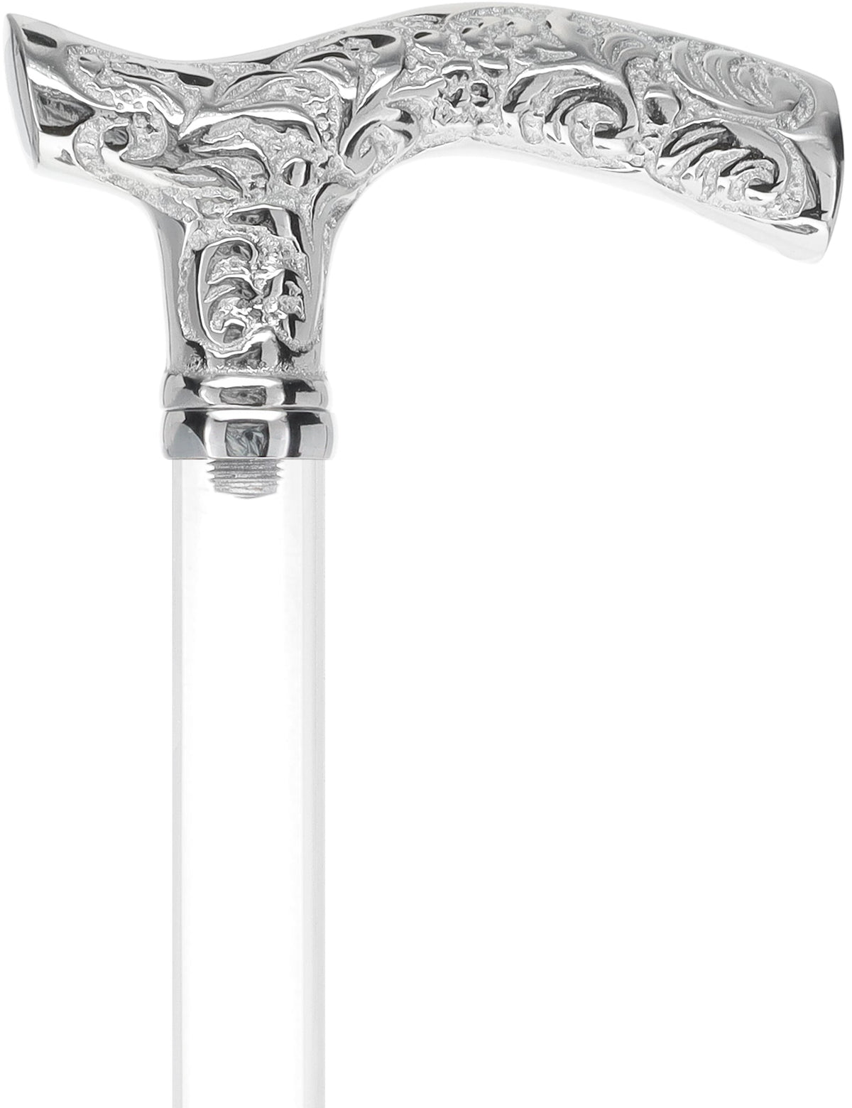 Crystal Elegance Chrome Fritz Cane with Invisible Acrylic Shaft Options Clear Lucite Walking Canes - Tophatter Daily Deals