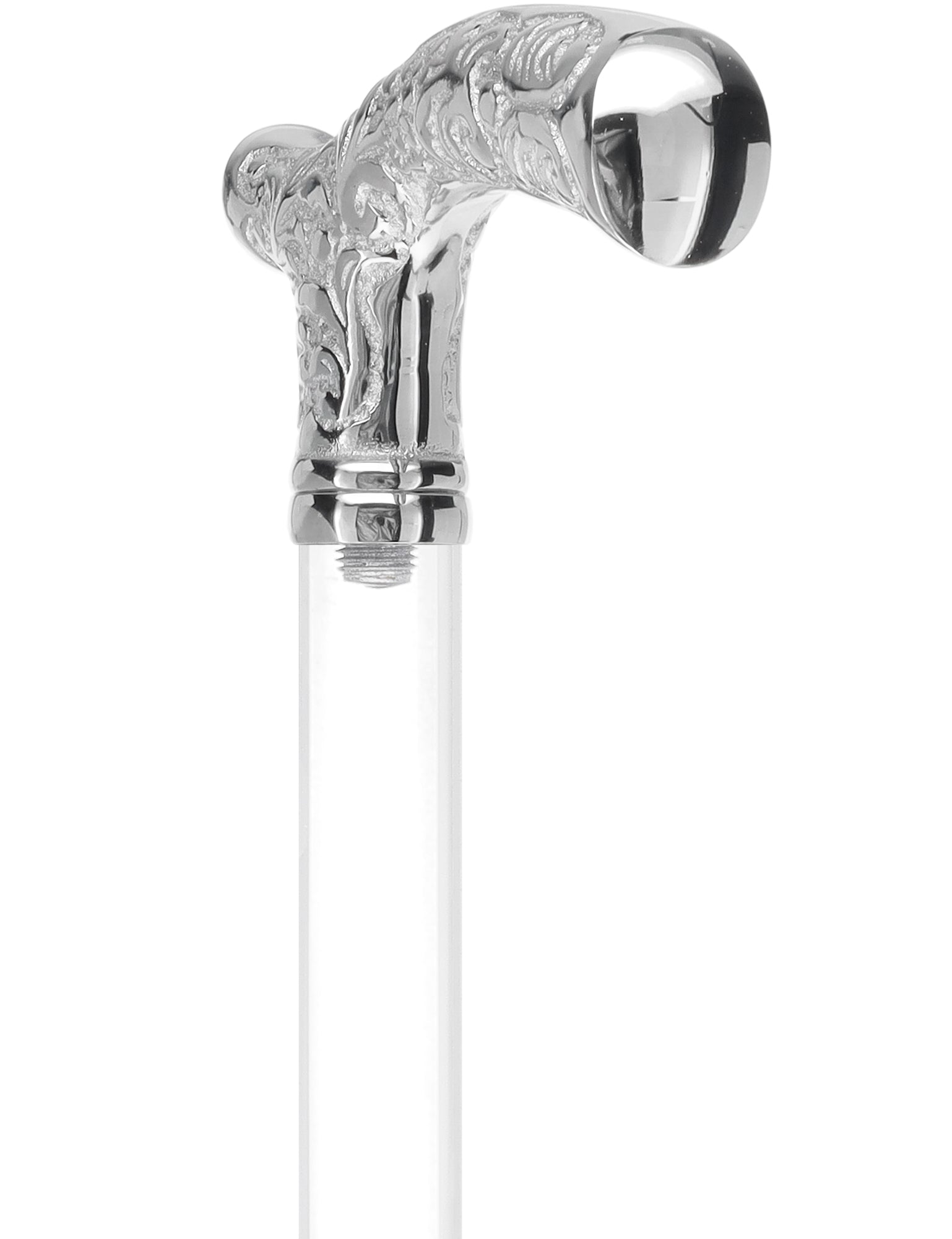 Crystal Elegance Chrome Fritz Cane with Invisible Acrylic Shaft Options Clear Lucite Walking Canes - Tophatter Daily Deals