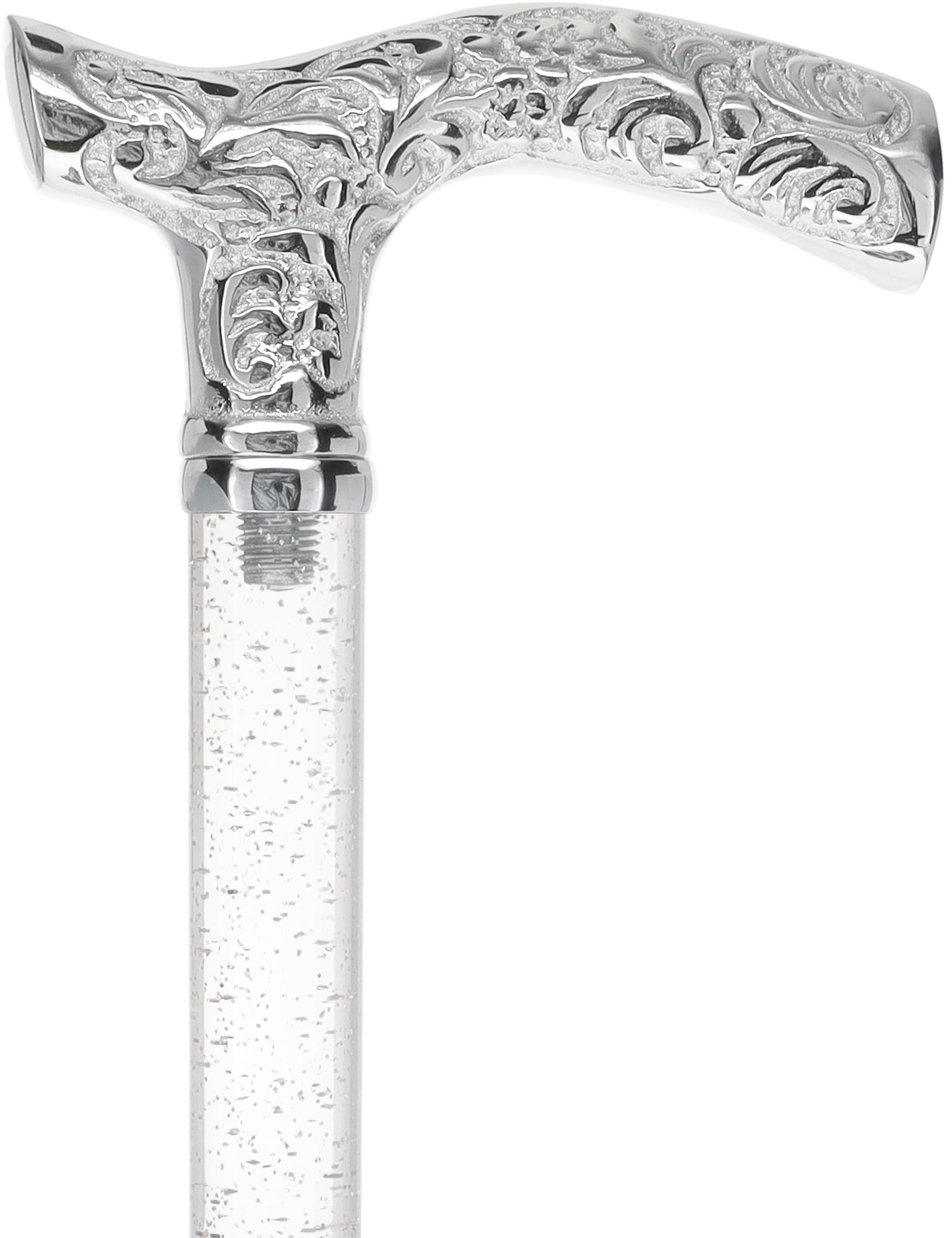 Crystal Elegance Chrome Fritz Cane with Invisible Acrylic Shaft Options Clear Lucite Walking Canes - Tophatter Daily Deals