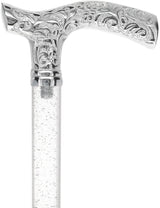 Crystal Elegance Chrome Fritz Cane with Invisible Acrylic Shaft Options Clear Lucite Walking Canes - Tophatter Daily Deals
