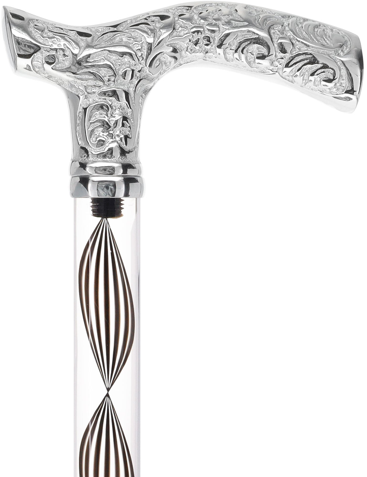 Crystal Elegance Chrome Fritz Cane with Invisible Acrylic Shaft Options Clear Lucite Walking Canes - Tophatter Daily Deals