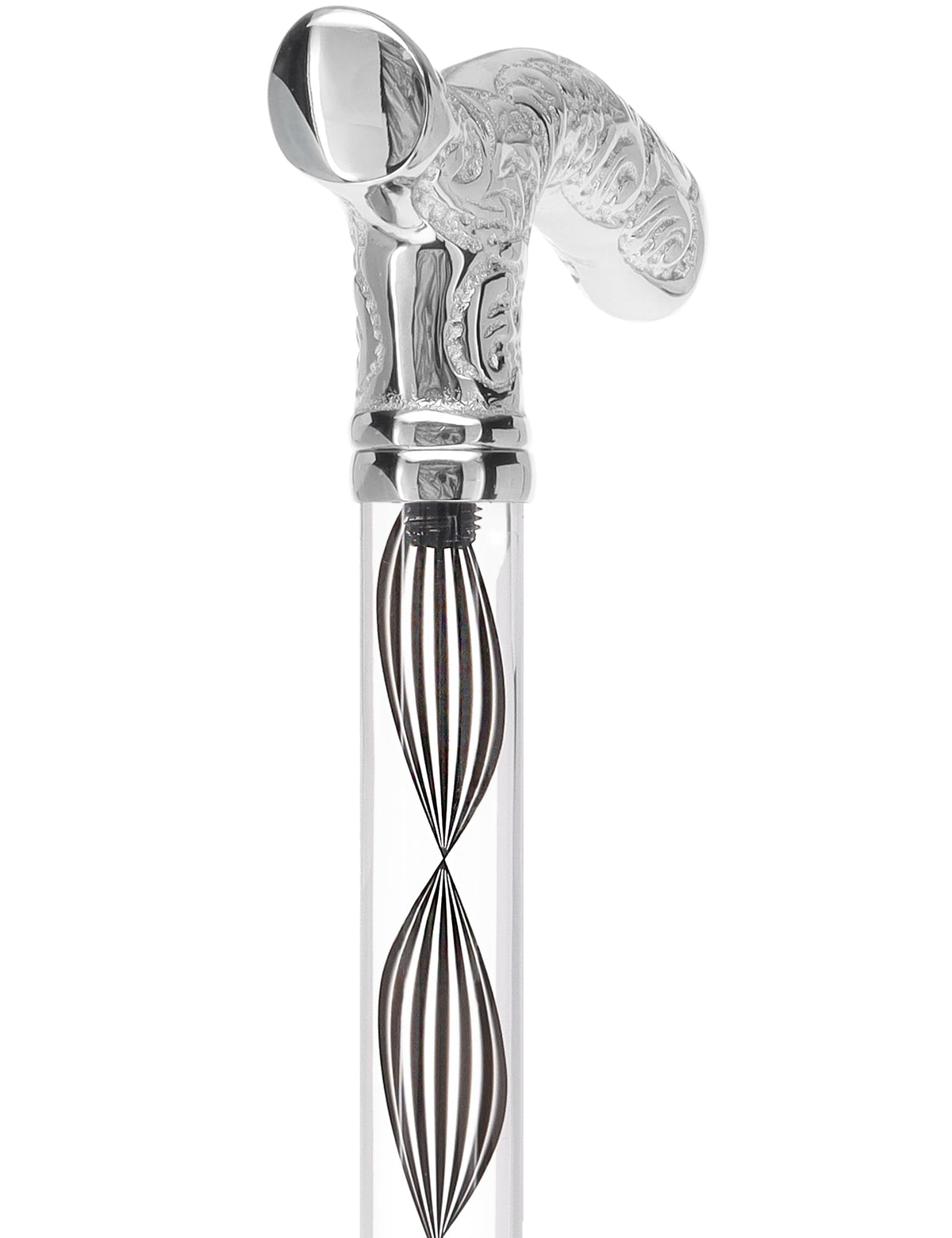 Crystal Elegance Chrome Fritz Cane with Invisible Acrylic Shaft Options Clear Lucite Walking Canes - Tophatter Daily Deals