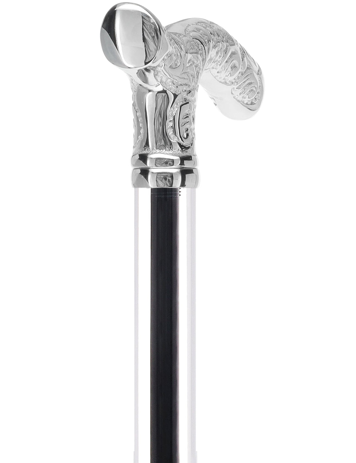 Crystal Elegance Chrome Fritz Cane with Invisible Acrylic Shaft Options Clear Lucite Walking Canes - Tophatter Daily Deals