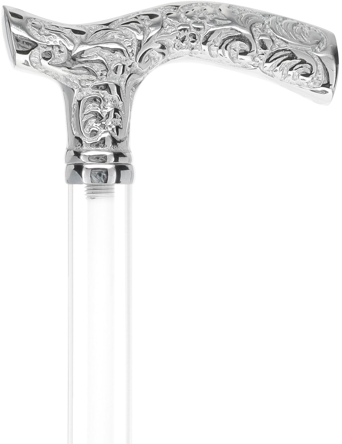 Crystal Elegance Chrome Fritz Cane with Invisible Acrylic Shaft Options Clear Lucite Walking Canes - Tophatter Daily Deals