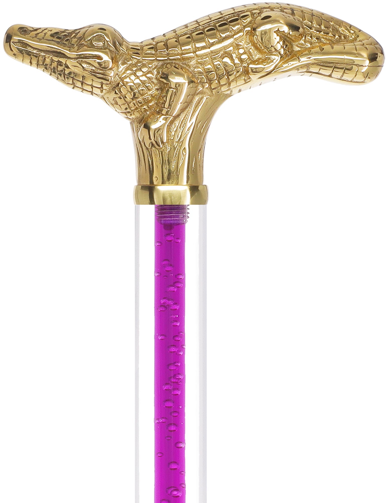 Color Crystal Elegance Brass Alligator Cane with Invisible Acrylic Shaft Options Clear Lucite Walking Canes - Tophatter Daily Deals