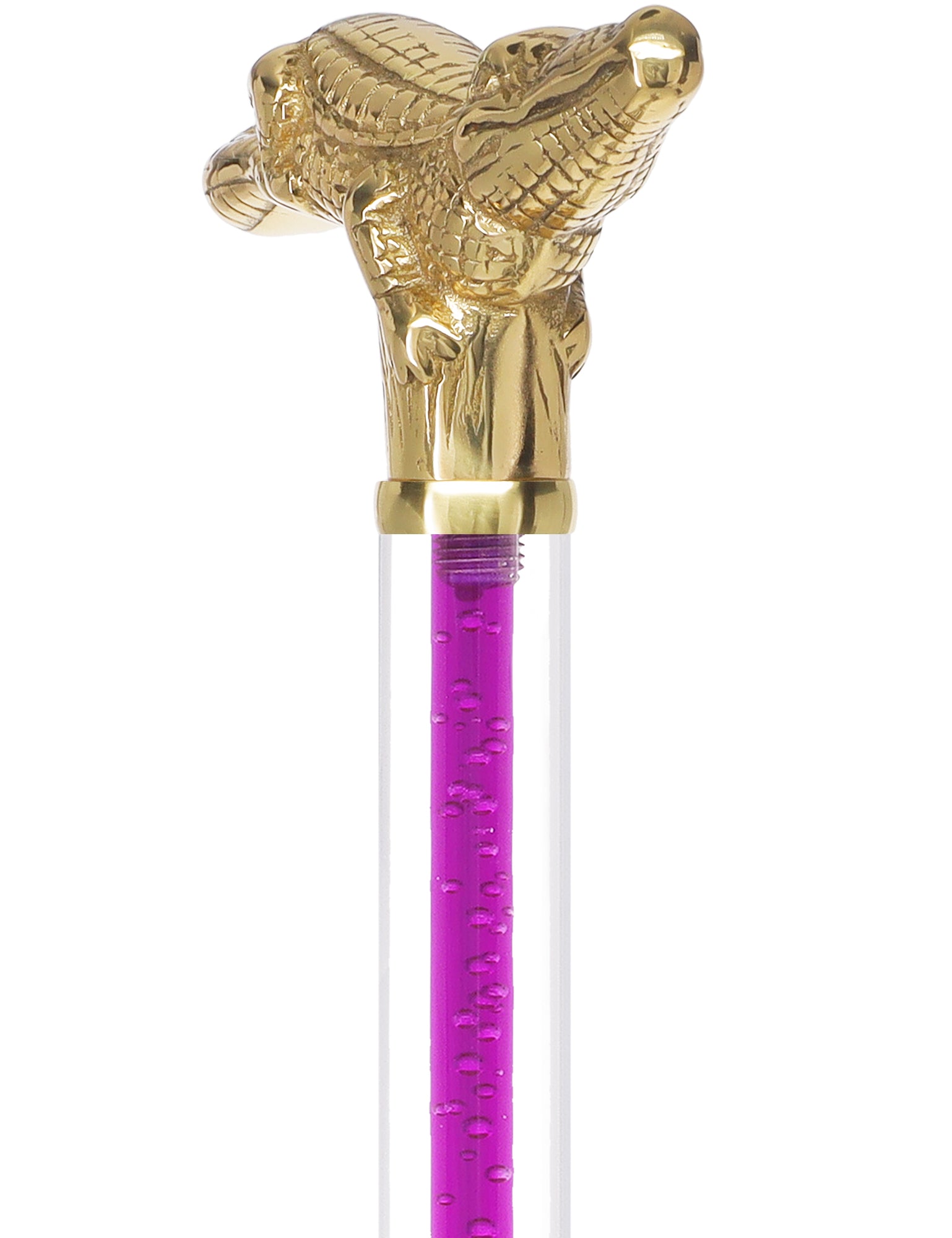 Color Crystal Elegance Brass Alligator Cane with Invisible Acrylic Shaft Options Clear Lucite Walking Canes - Tophatter Daily Deals