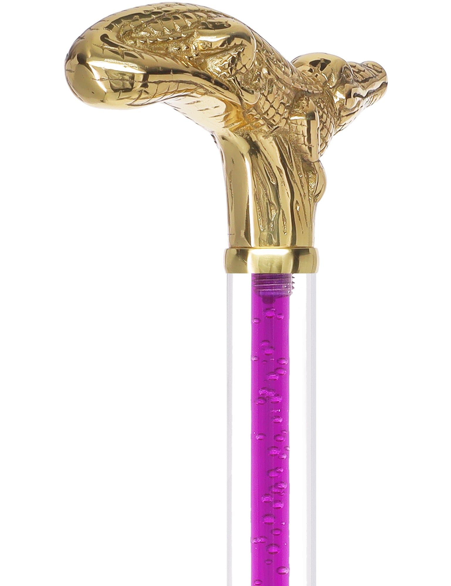 Color Crystal Elegance Brass Alligator Cane with Invisible Acrylic Shaft Options Clear Lucite Walking Canes - Tophatter Daily Deals