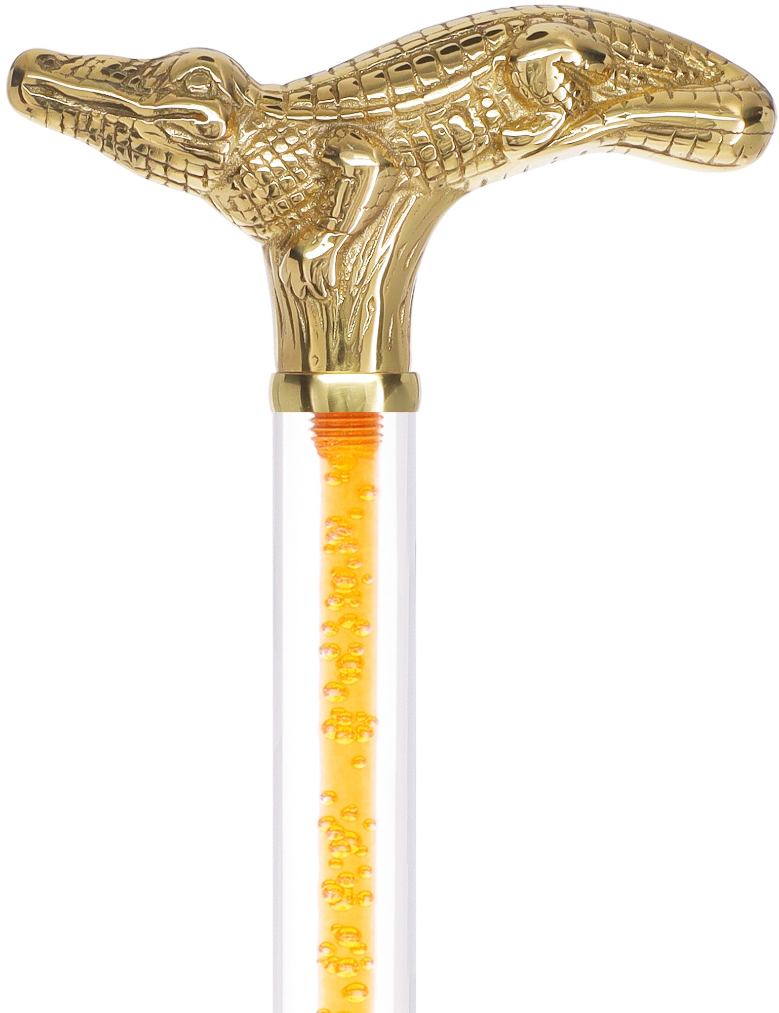 Color Crystal Elegance Brass Alligator Cane with Invisible Acrylic Shaft Options Clear Lucite Walking Canes - Tophatter Daily Deals